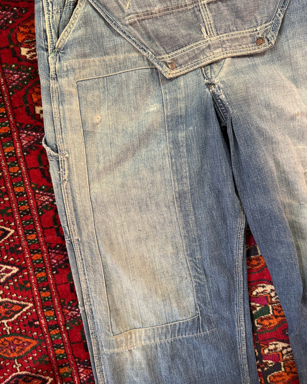 1950/40s N&W sanforized denim overalls altered to be worn as pants by OG owner