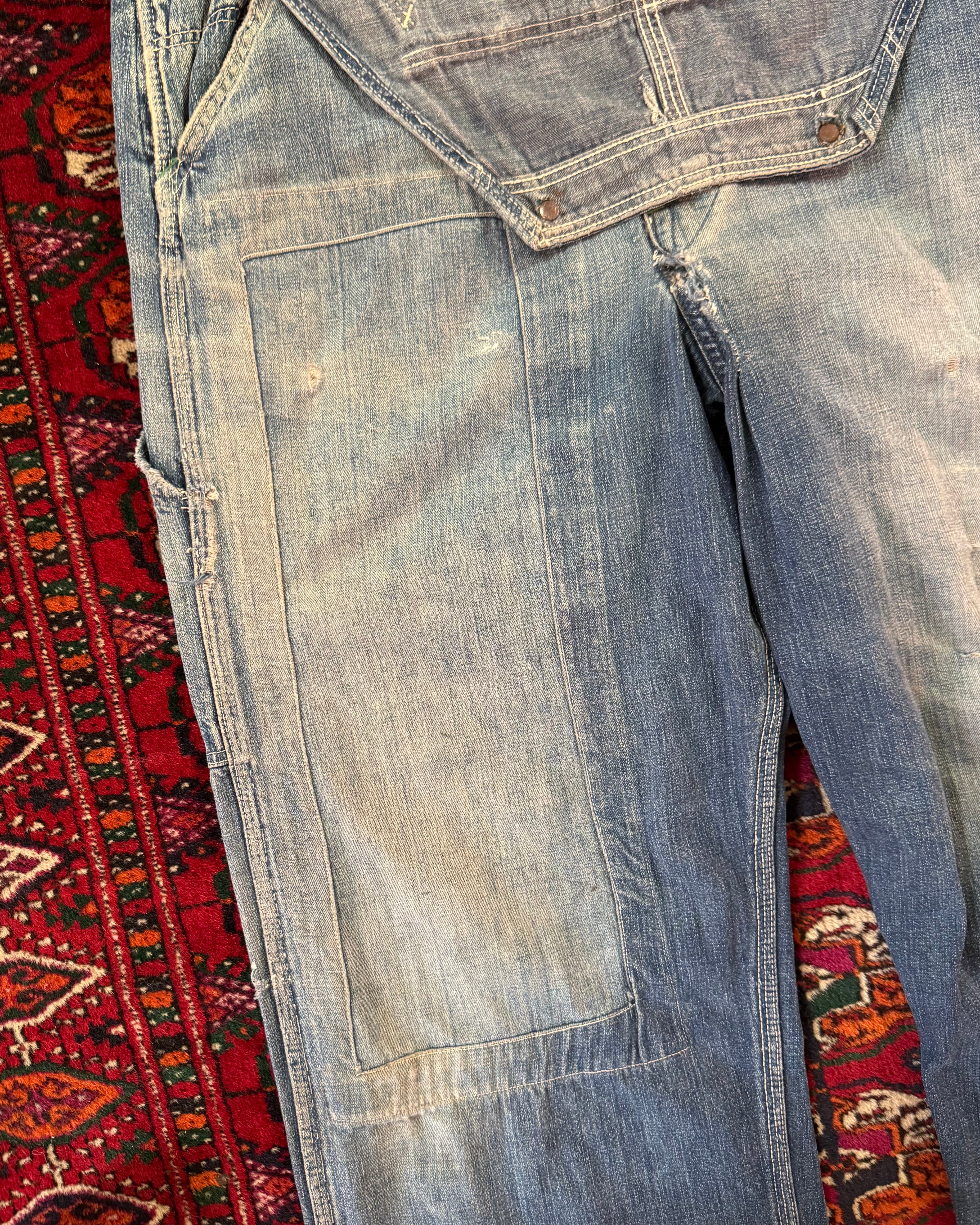 Vintage 1950/40s N&W sanforized denim overalls altered to be worn as pants by OG owner