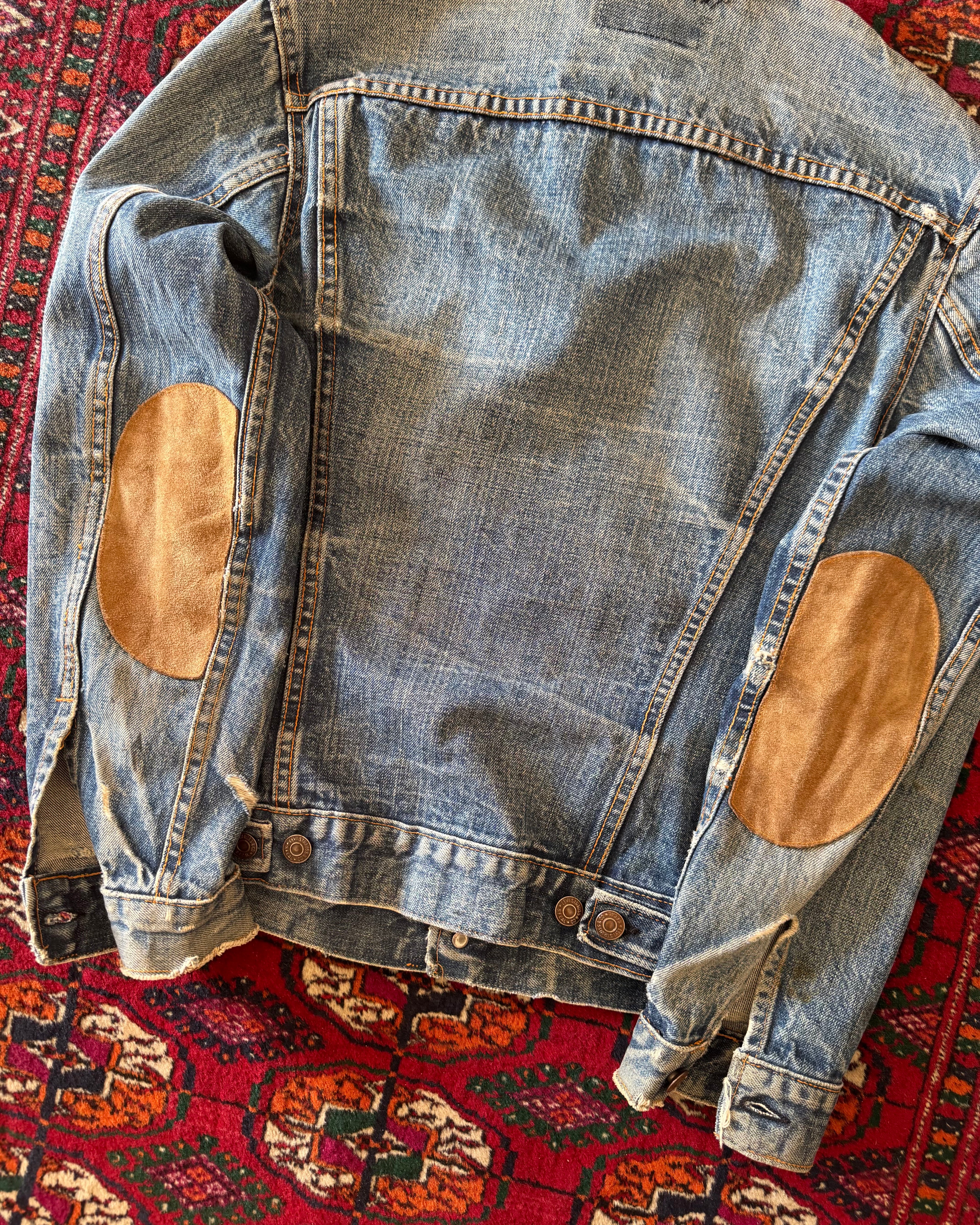 Vintage 1960s Levi’s big E jacket with leather elbow patch patches