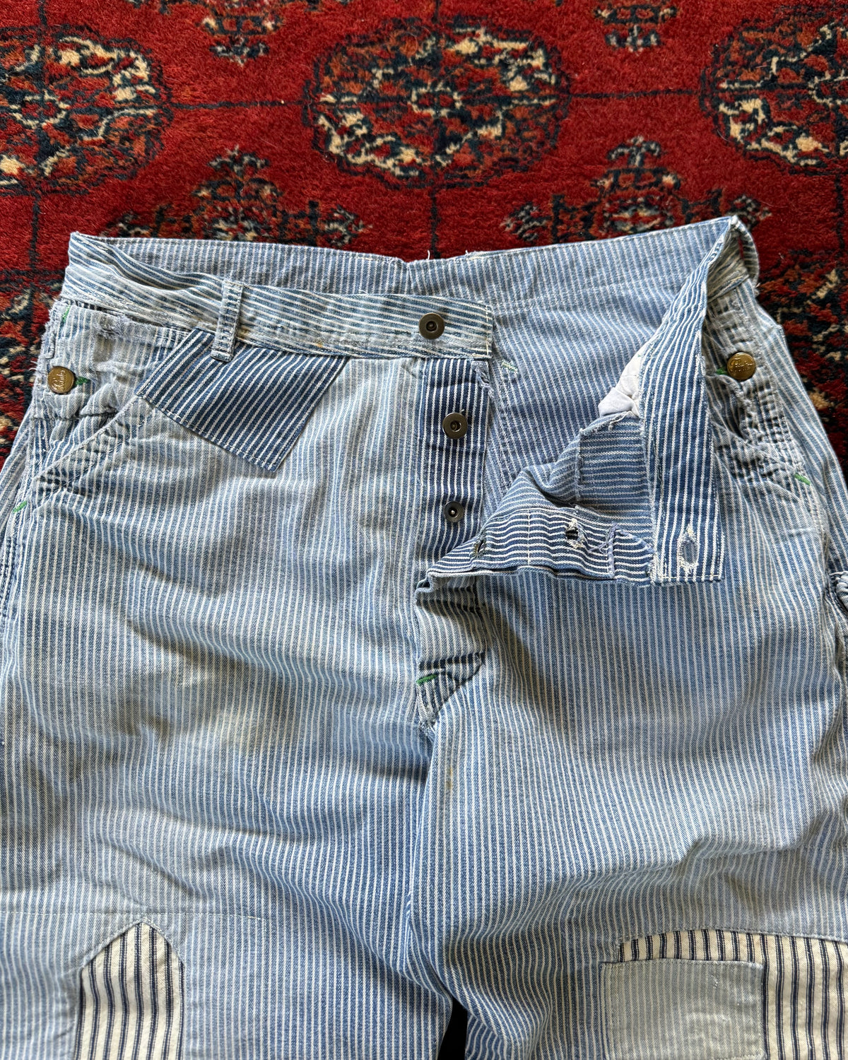 1950s Pointer brand pinstripe farmhouse repaired house repaired pants