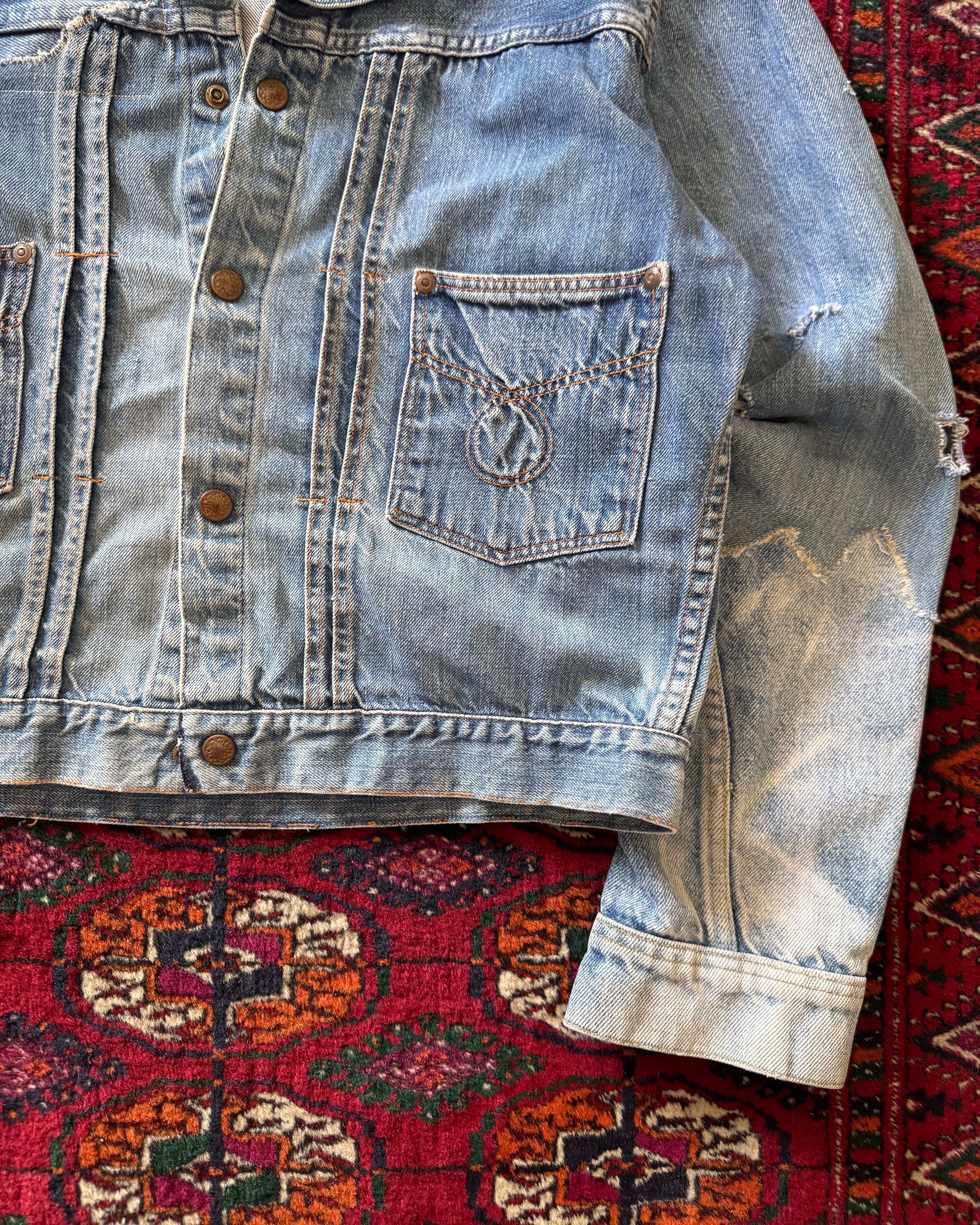 1940s pleaded denim zombie two pocket denim jacket