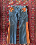 Vintage 1970s/60s denim flares with leather paneling