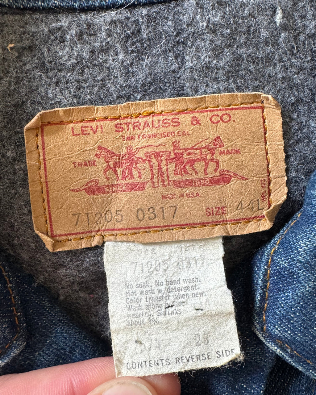 1970s Levi’s 71205 0317 blanket lined denim jacket