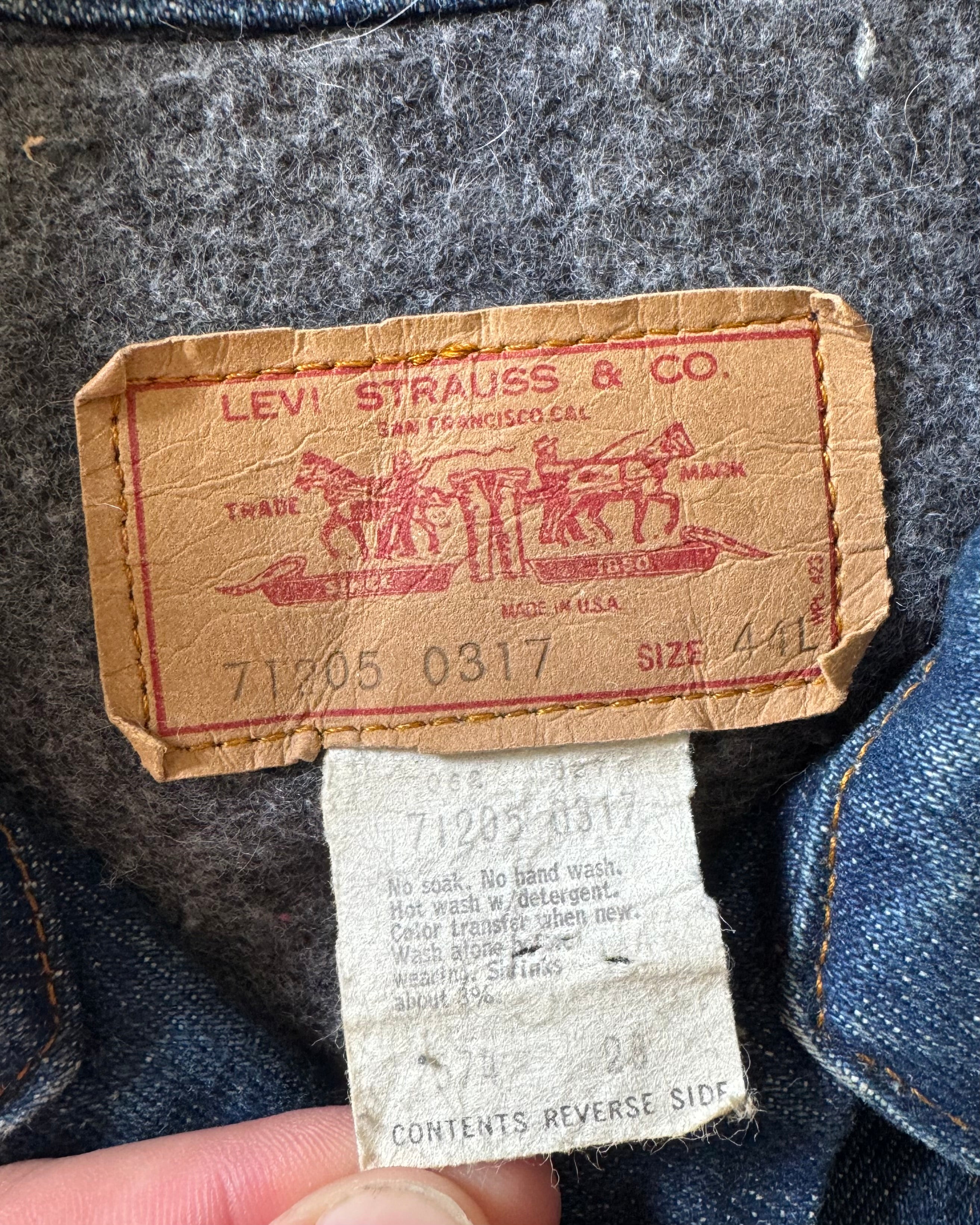 1970s Levi’s 71205 0317 blanket lined denim jacket
