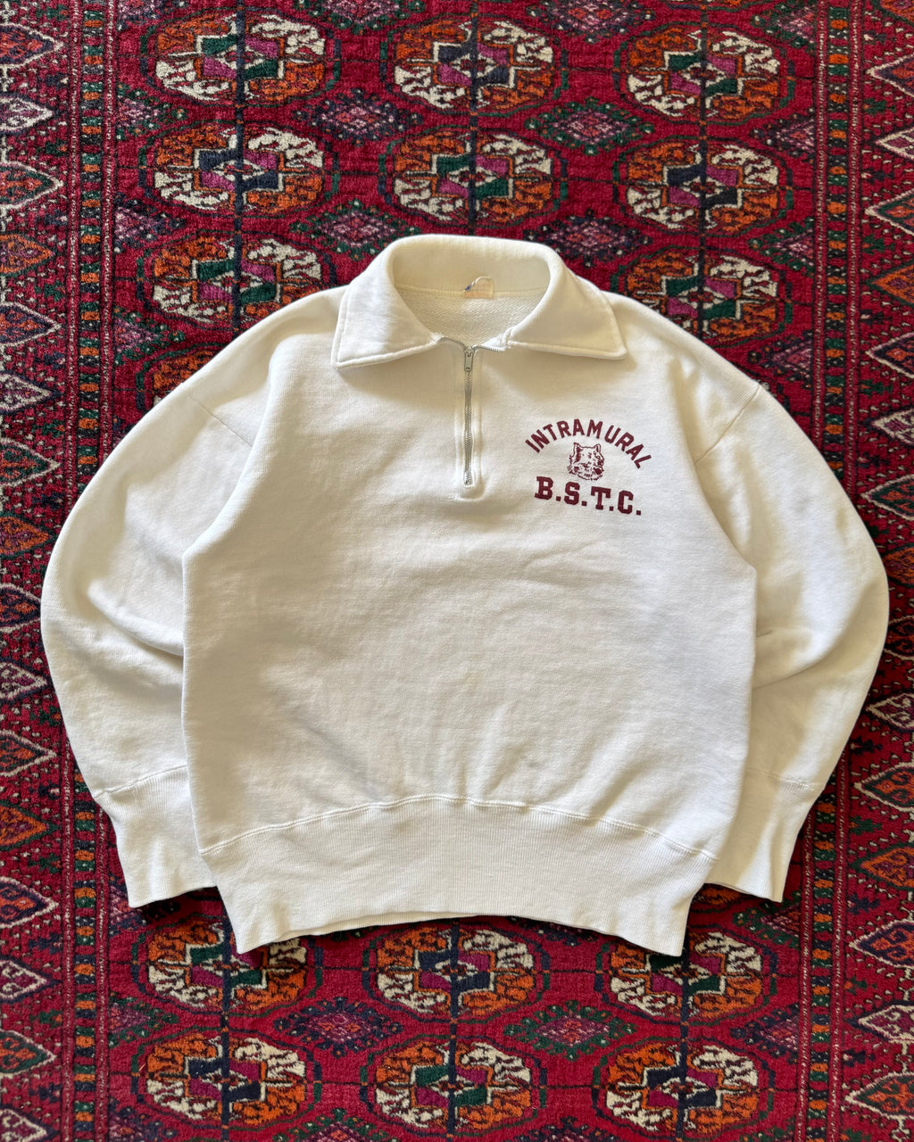1950s Intramural BSTC running man quarter zip sweatshirt
