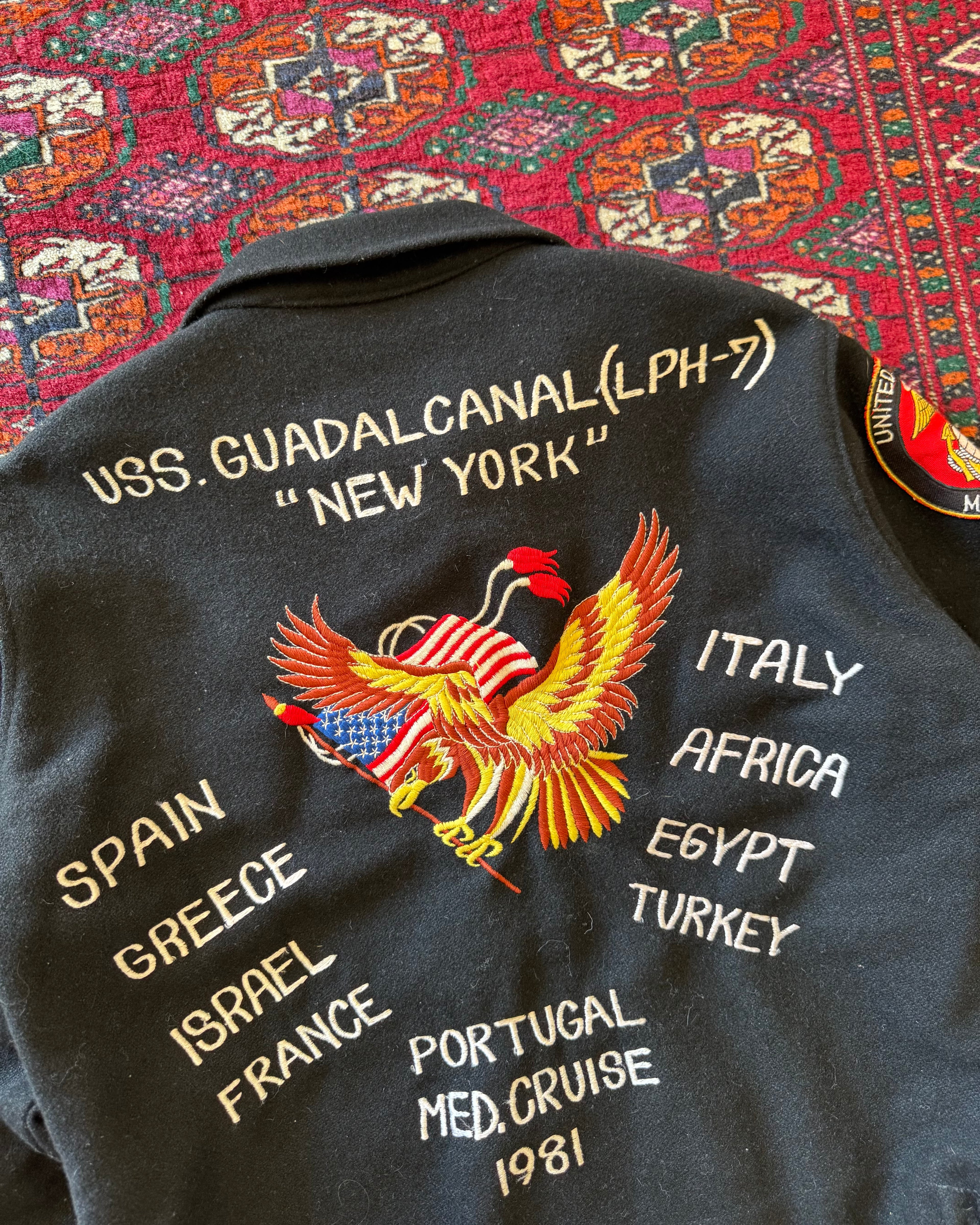 Vintage USMC New York souvenir wool zip up jacket ￼