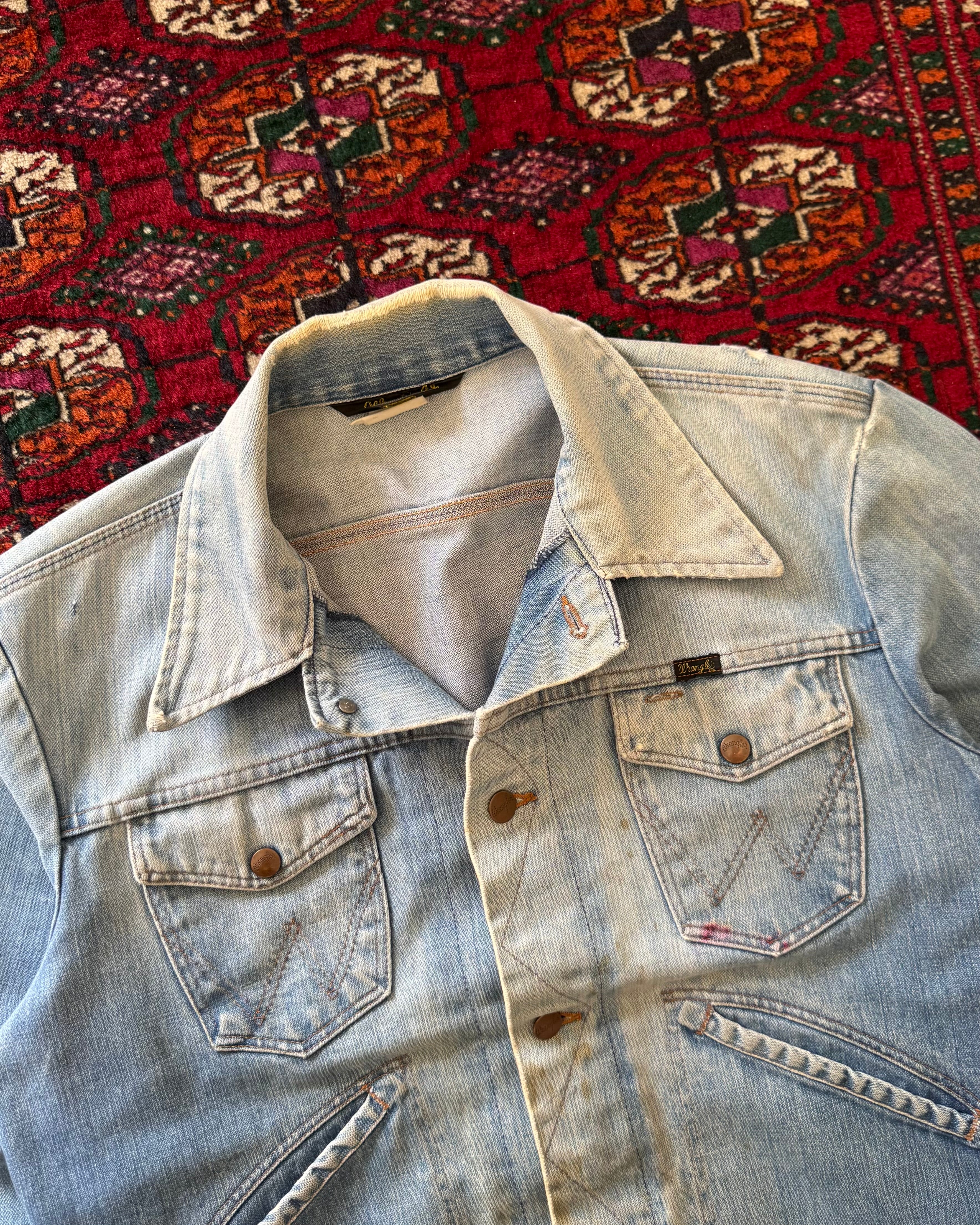 1980s wrangler faded no fault denim jacket