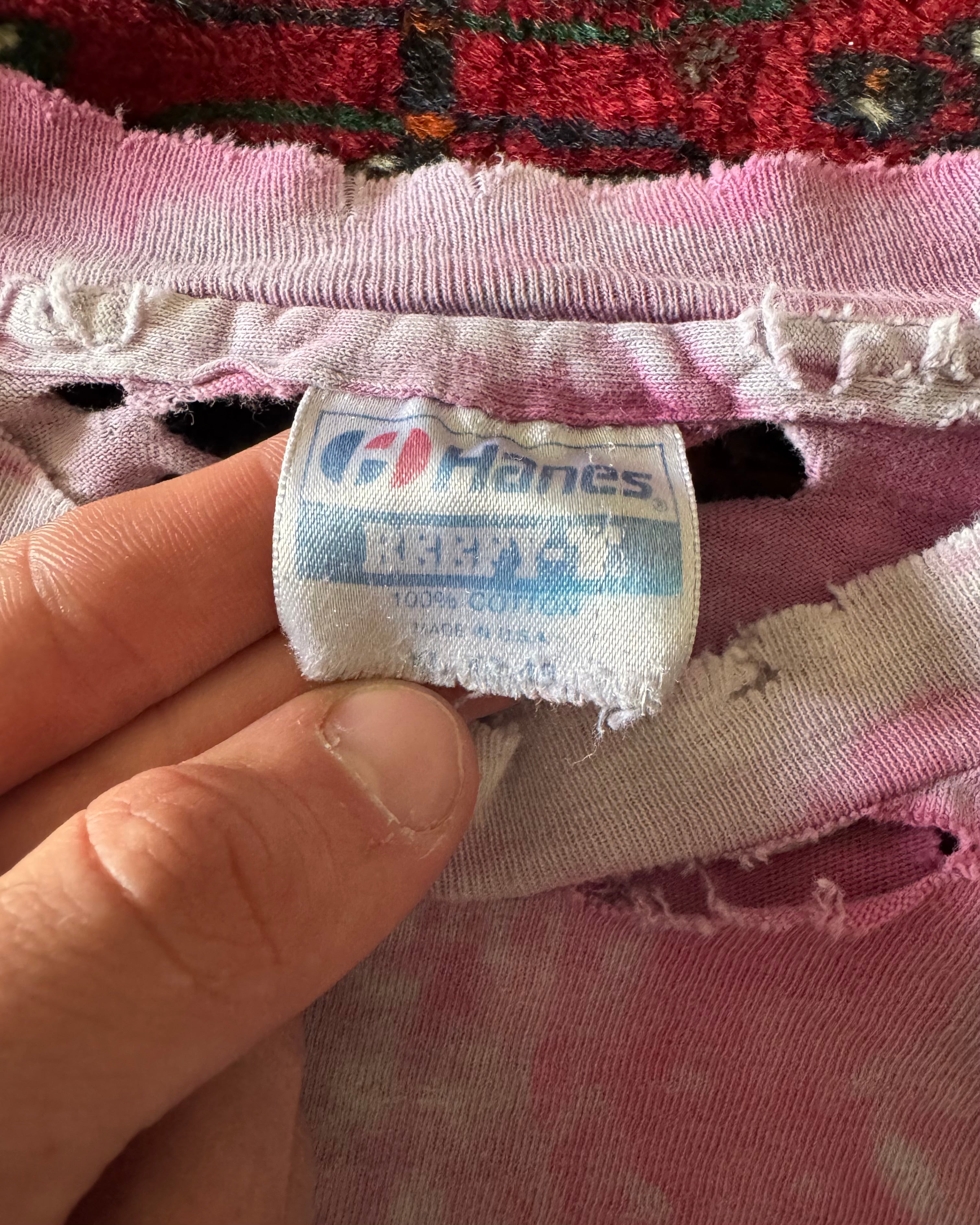 Vintage 1980s heavily faded and distressed tie-dye long sleeve ￼