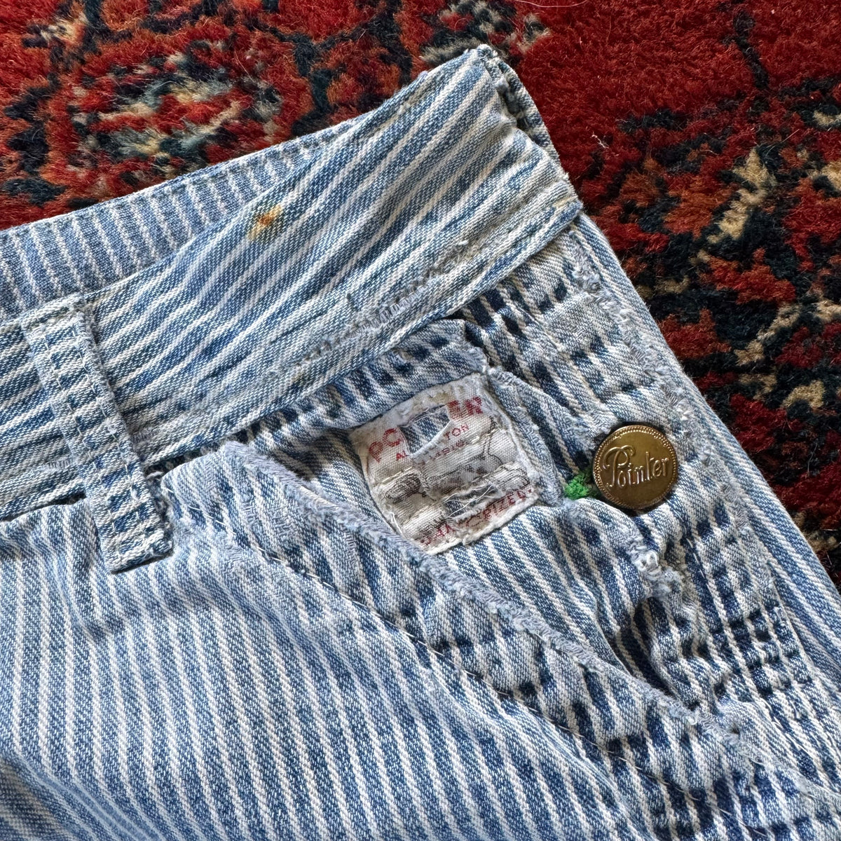 1950s Pointer brand pinstripe farmhouse repaired house repaired pants