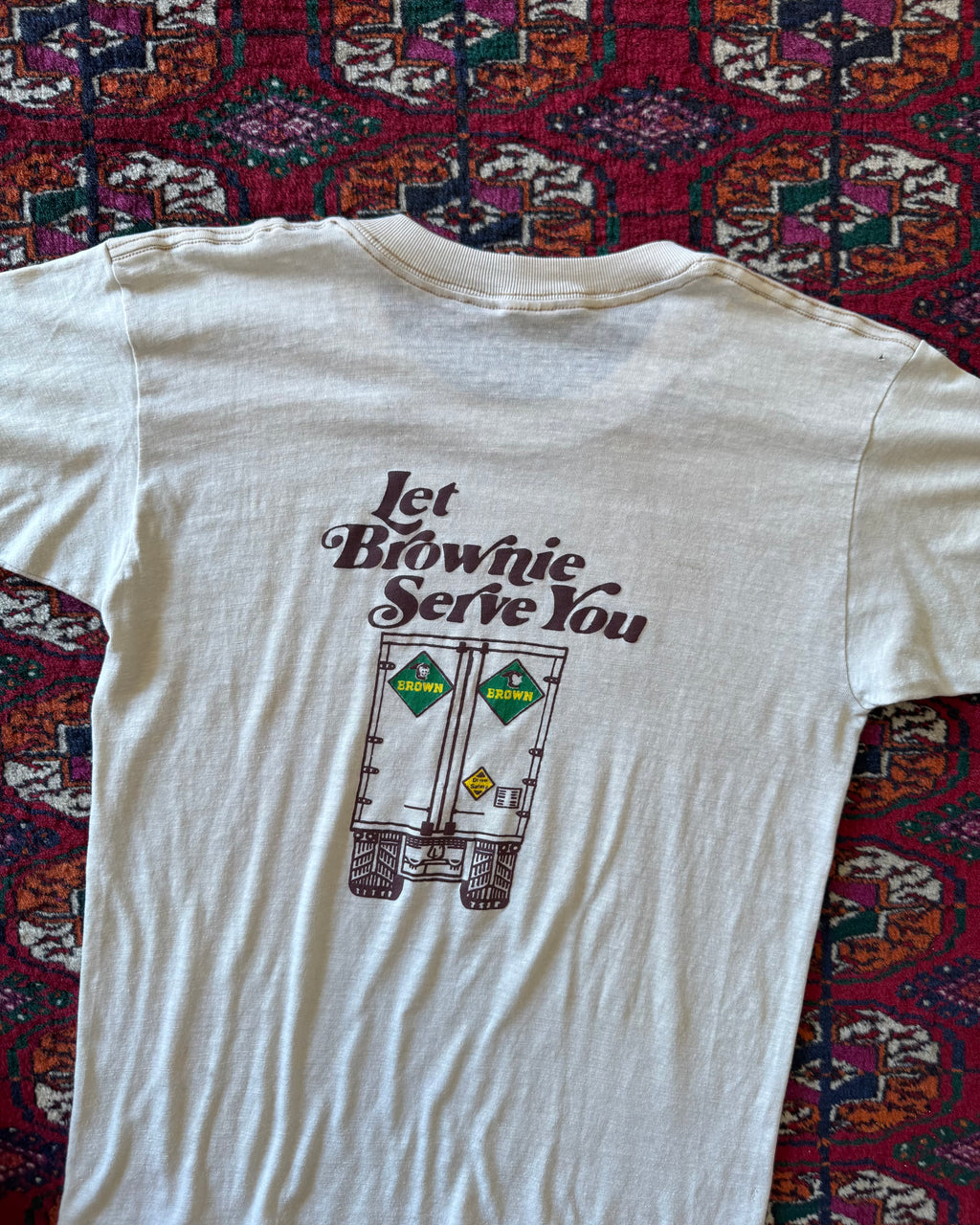 Vintage 1970s/80s brown transport Corp. faded T-shirt ￼