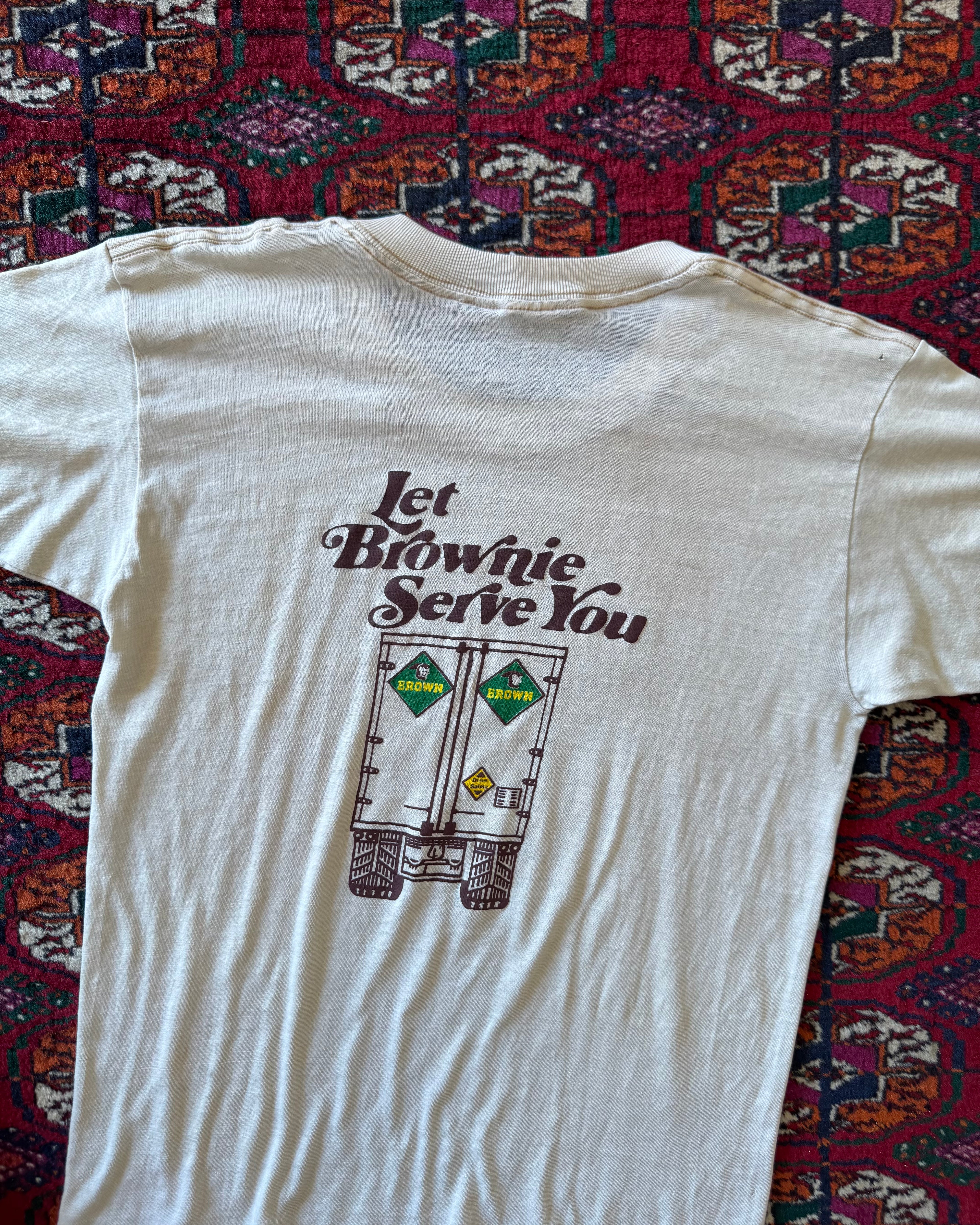 Vintage 1970s/80s brown transport Corp. faded T-shirt ￼