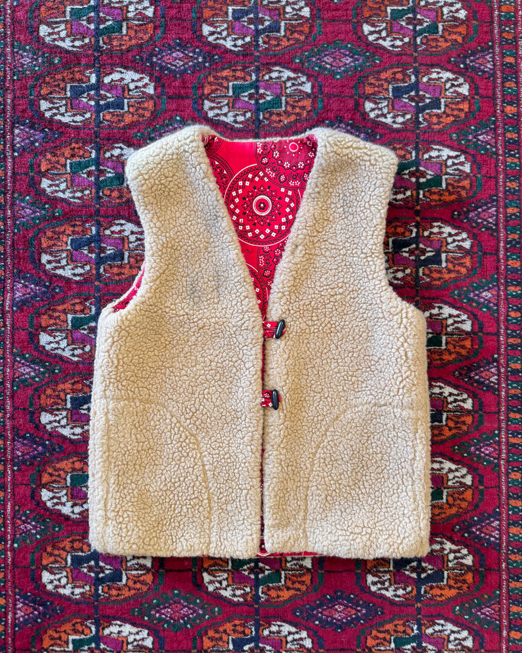 Vintage 1970s Sherpa bandanna vest