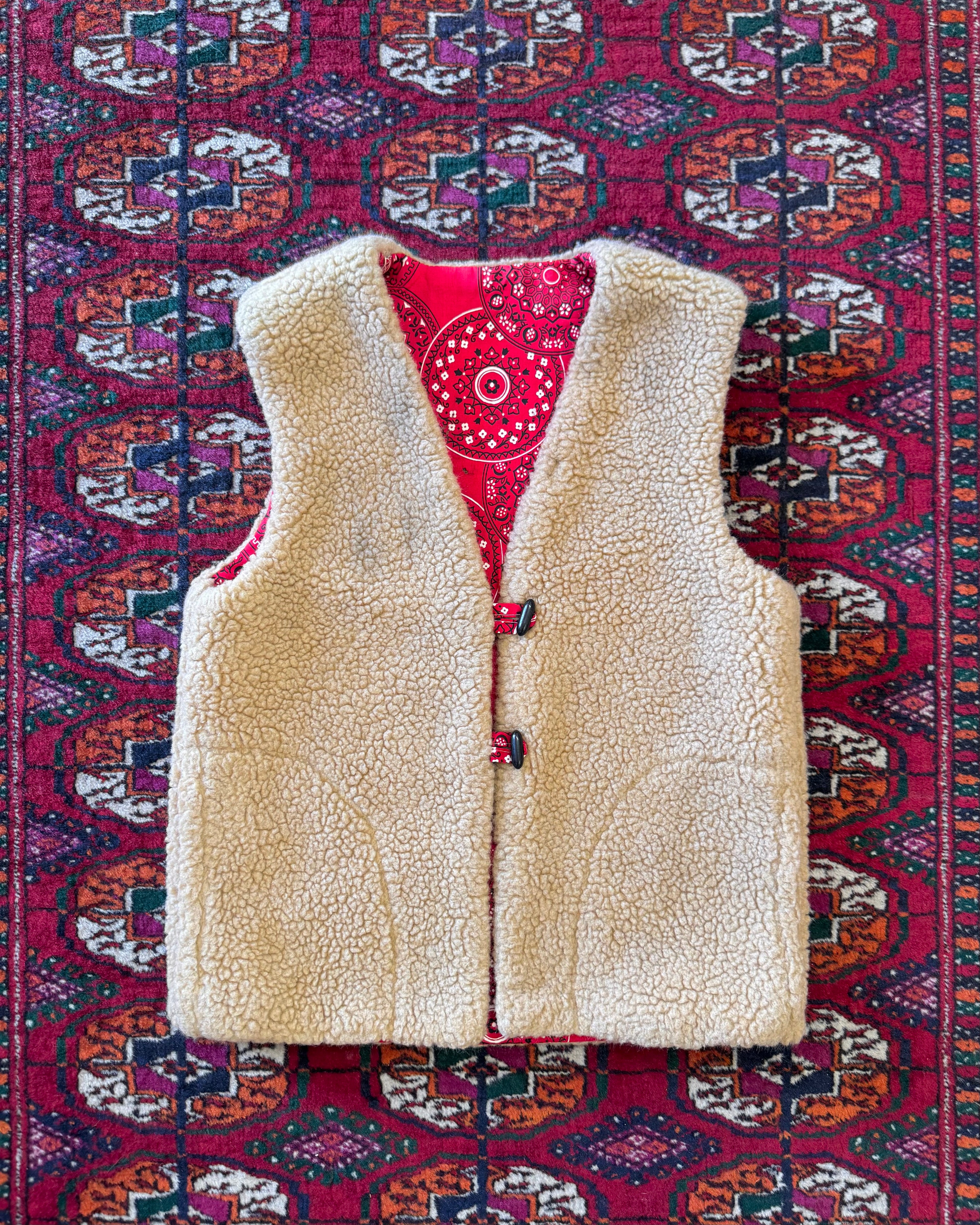Vintage 1970s Sherpa bandanna vest