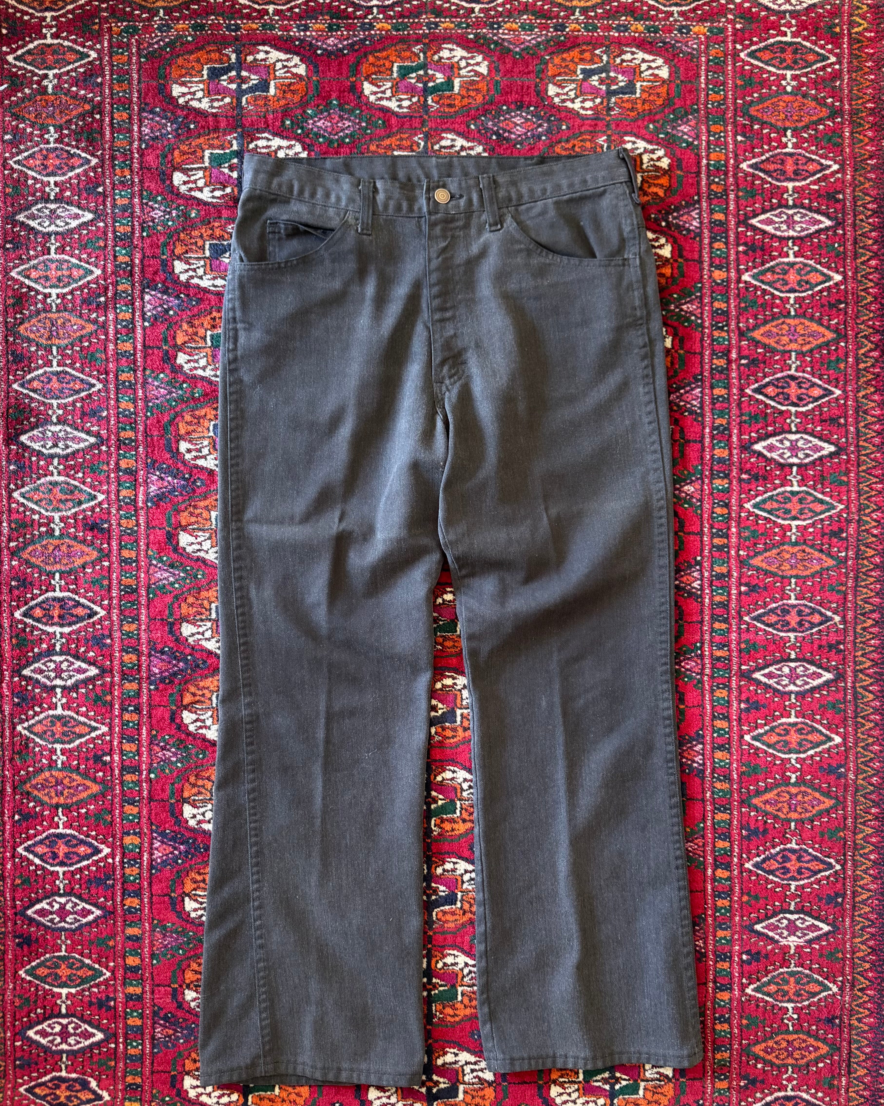 Vintage 1970s Faded black boot cut work pants