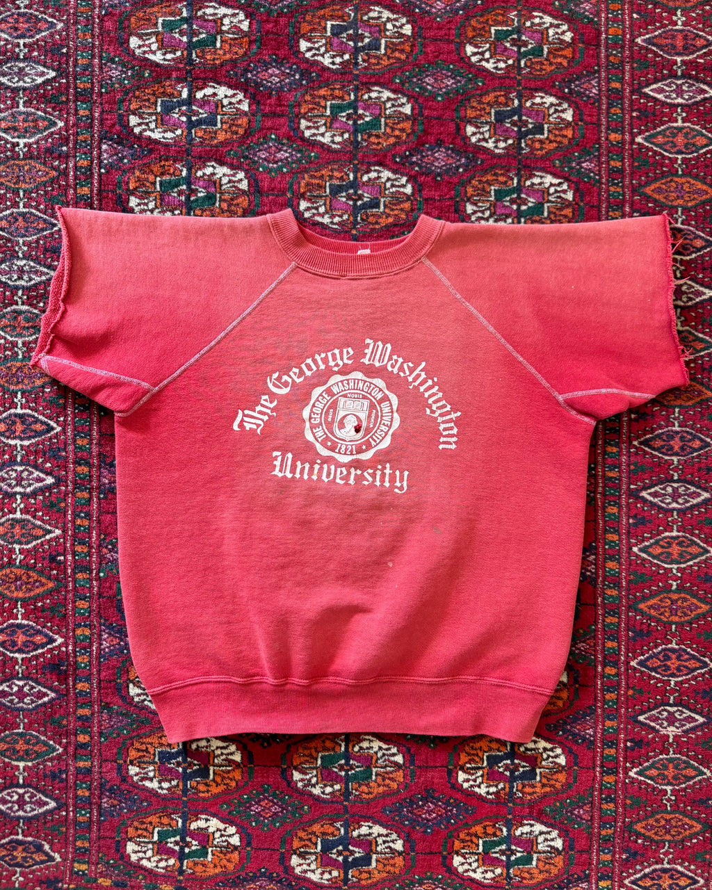 1960s George Washington University faded red sweatshirt