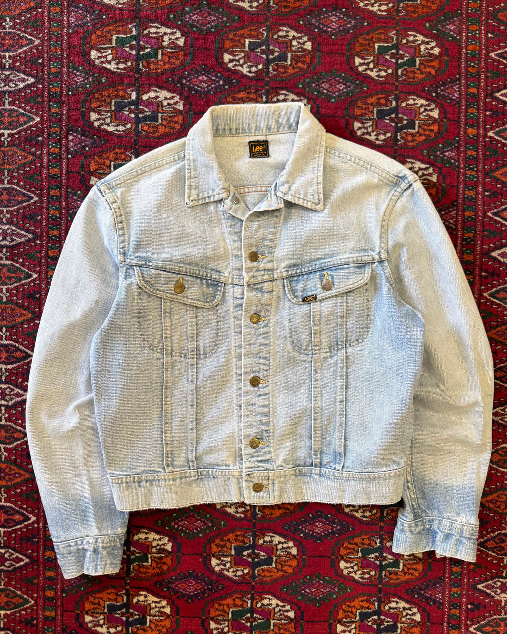 1970s faded Lee denim jacket with Harley Davidson patch