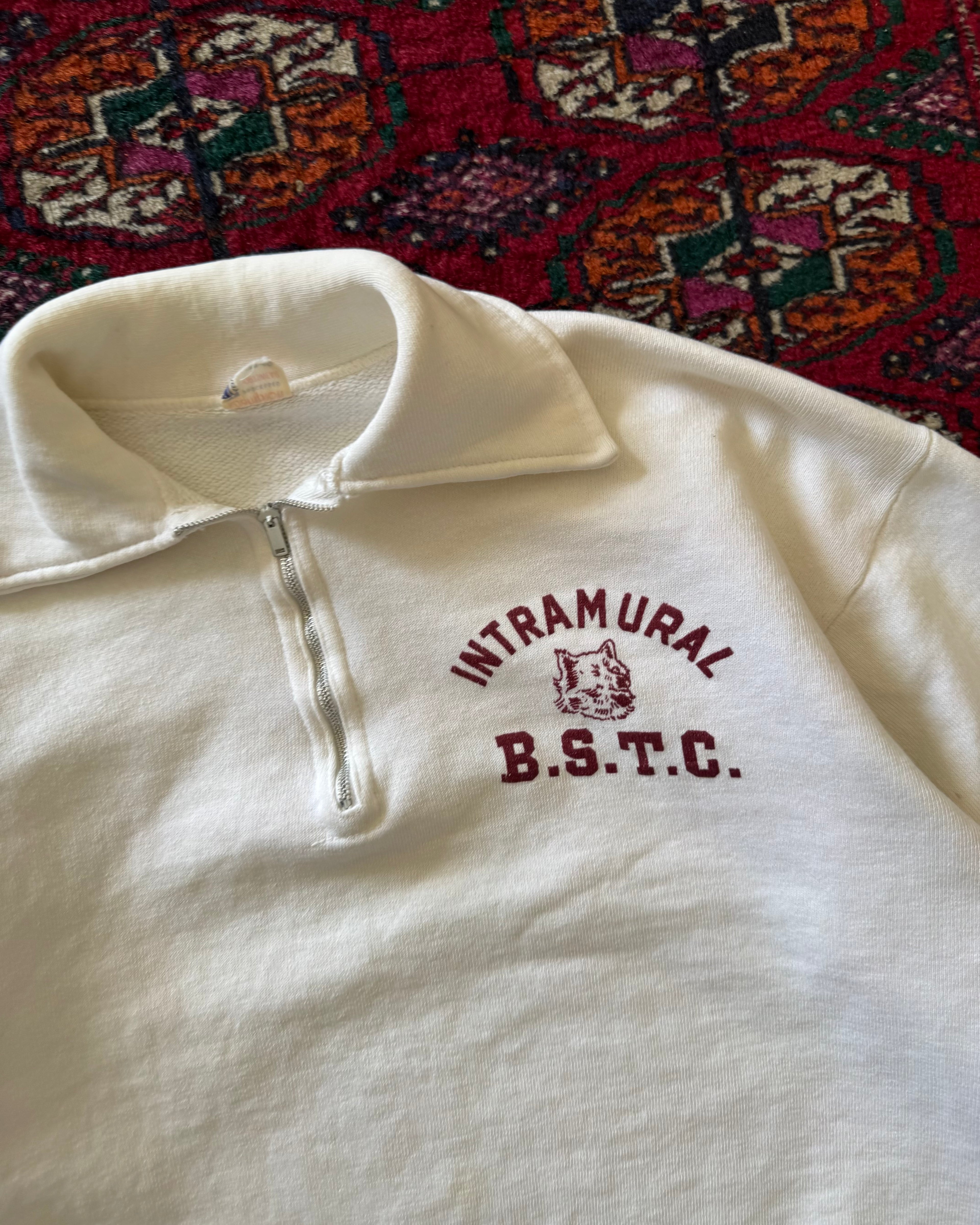 1950s Intramural BSTC running man quarter zip sweatshirt