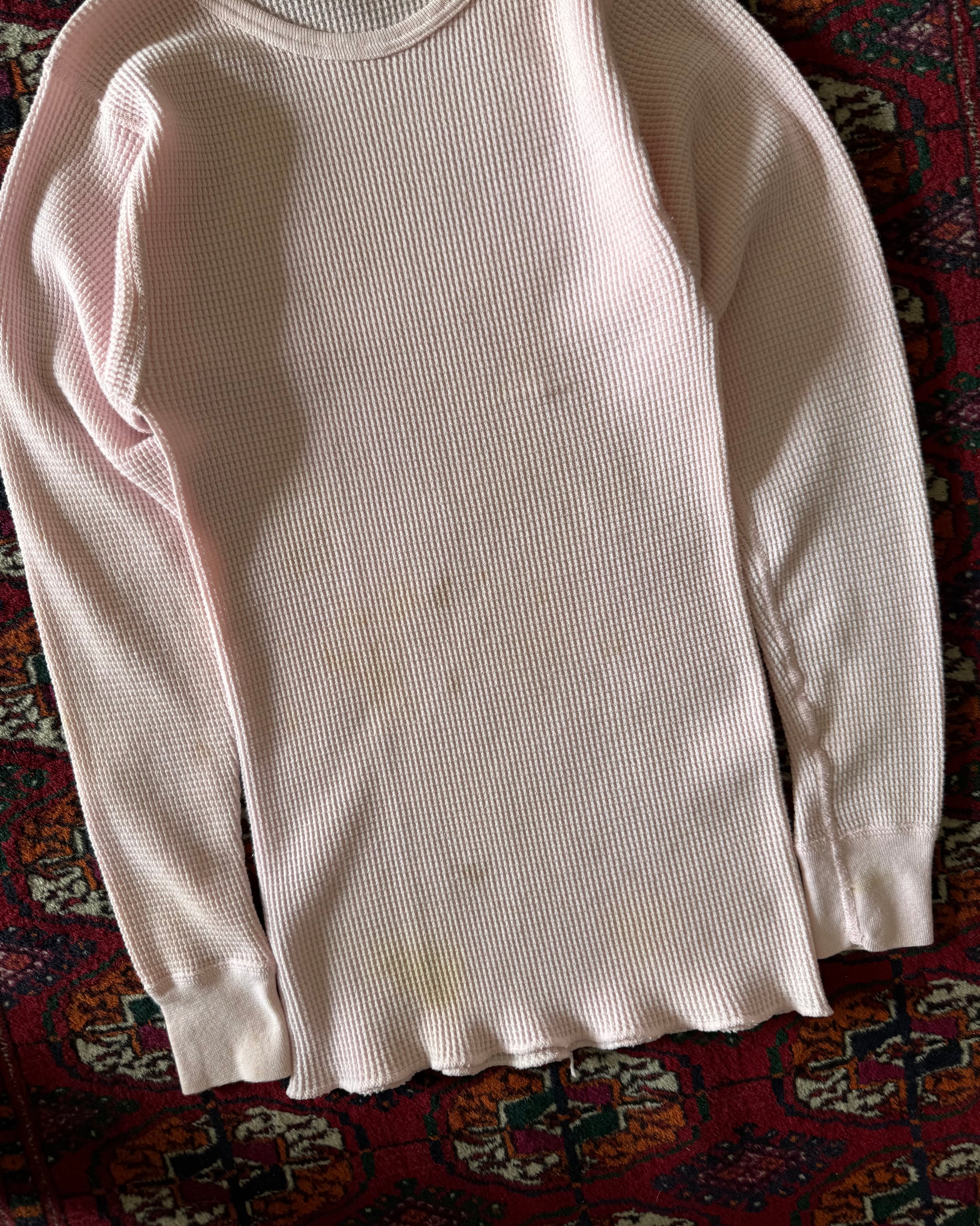Vintage 1980s pink distressed thermal undershirt ￼