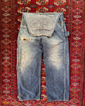 1940s/50s sanforized “BIG DAD” denim overalls altered by OG owner to be worn as pants ￼