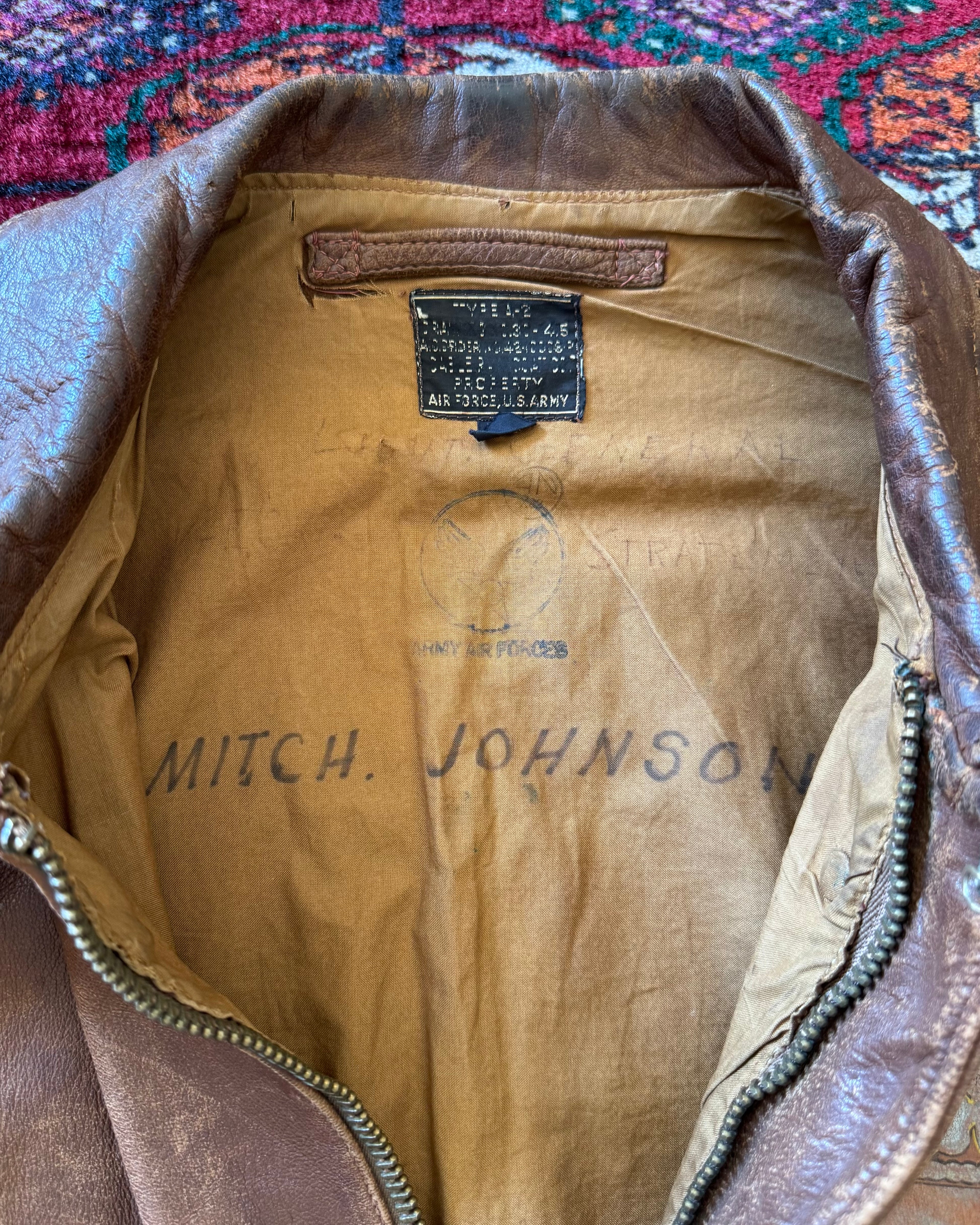 Vintage post war leather A2 bomber jacket￼