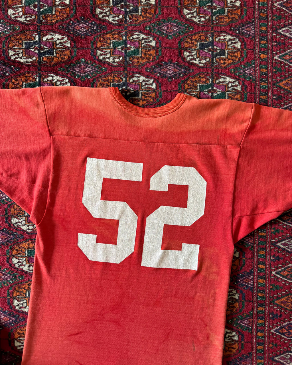Vintage 1960s perfectly faded “bison 52“ red cotton jersey ￼