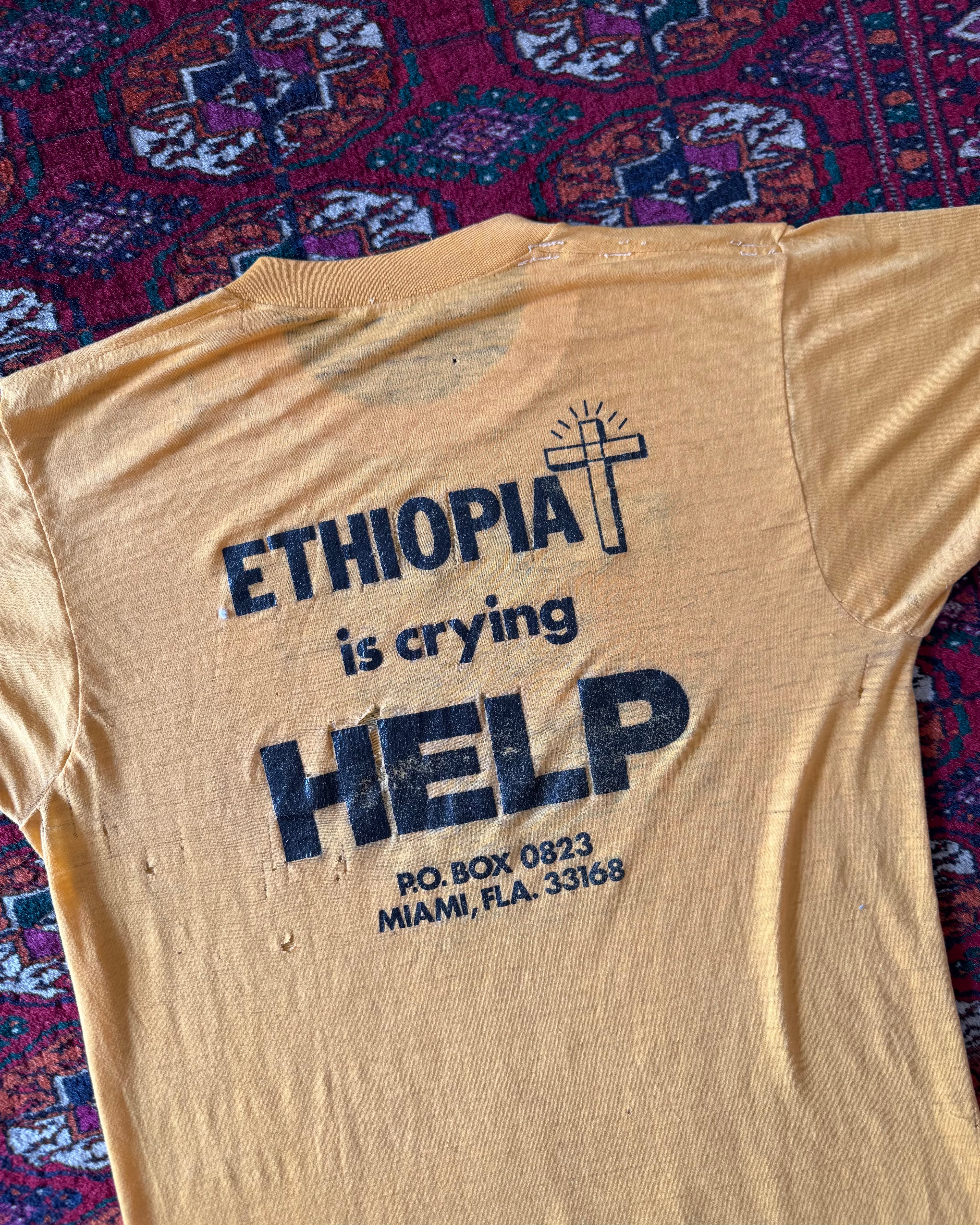 Vintage 1970s/80s distressed Ethiopian help Charity fundraiser T-shirt