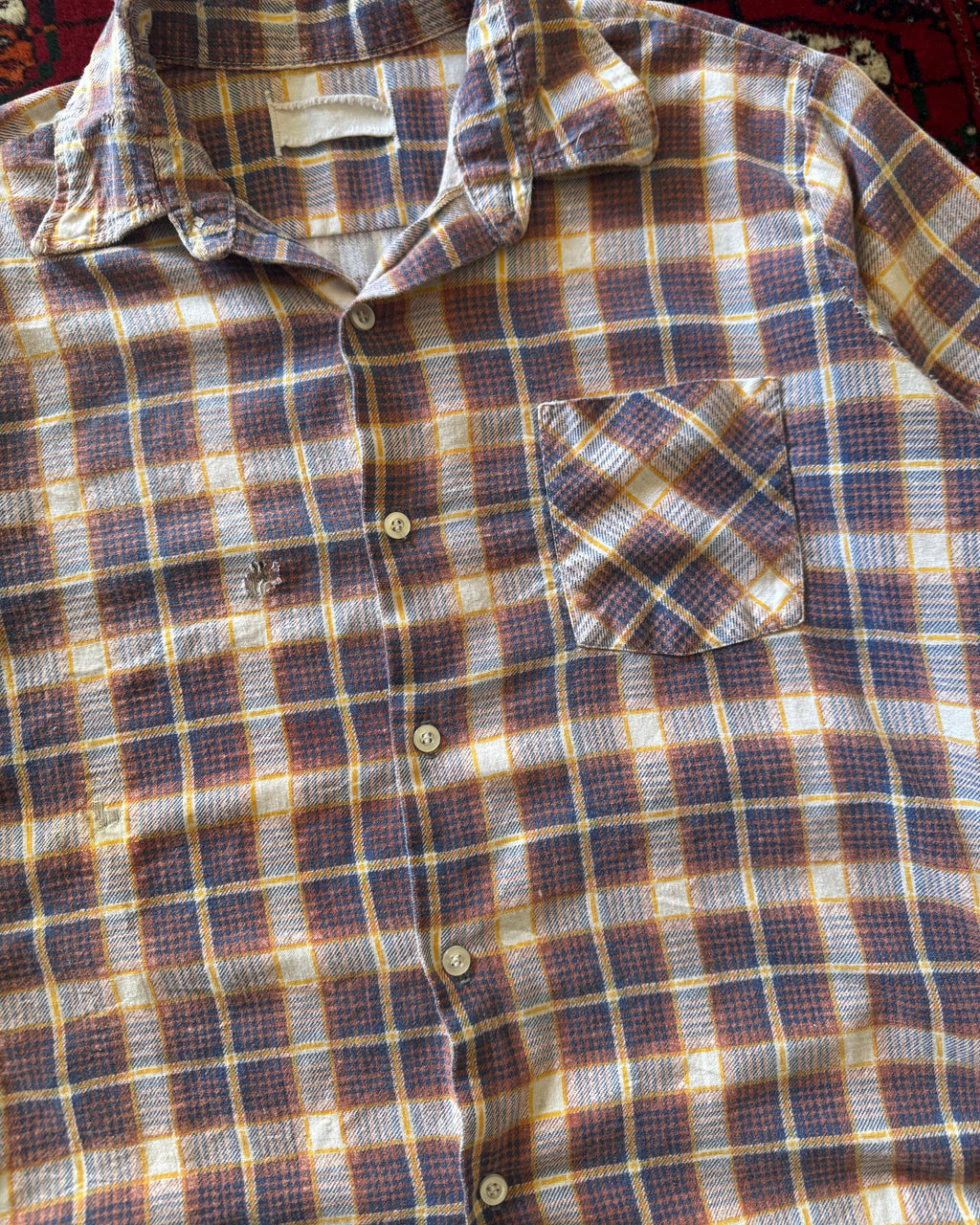 1970s distressed cotton print flannel