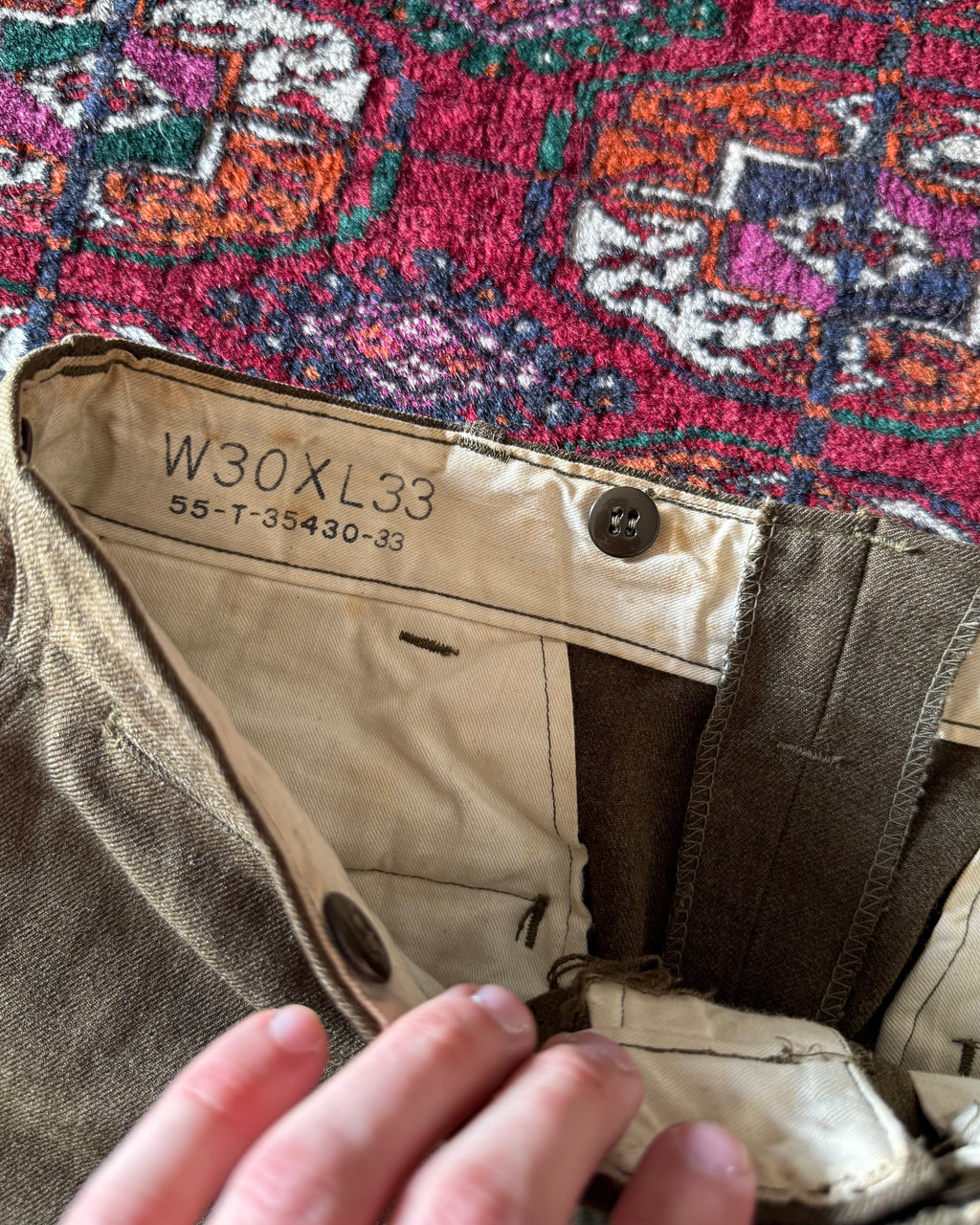 Vintage 1955 wool army baggy trousers