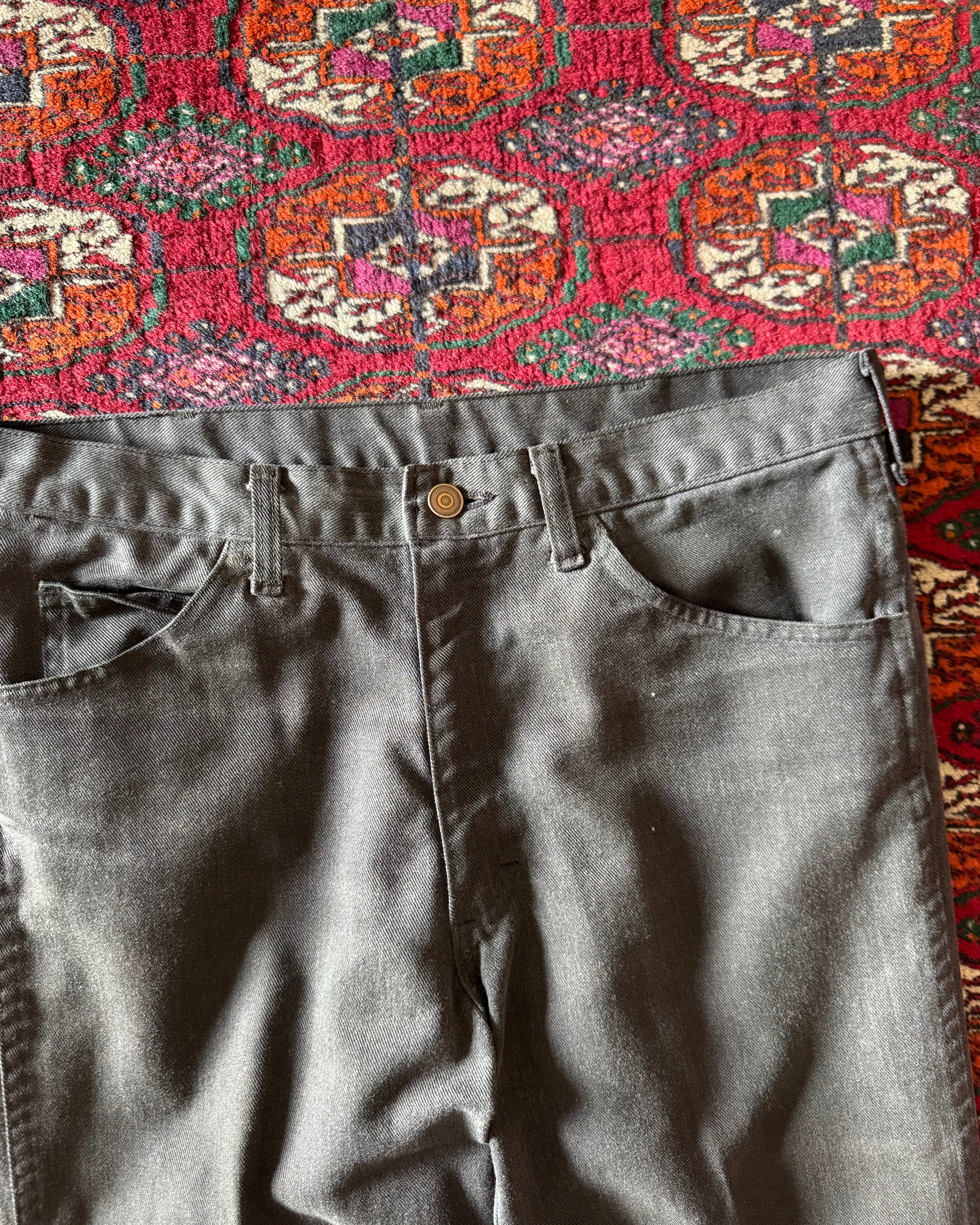 Vintage 1970s Faded black boot cut work pants