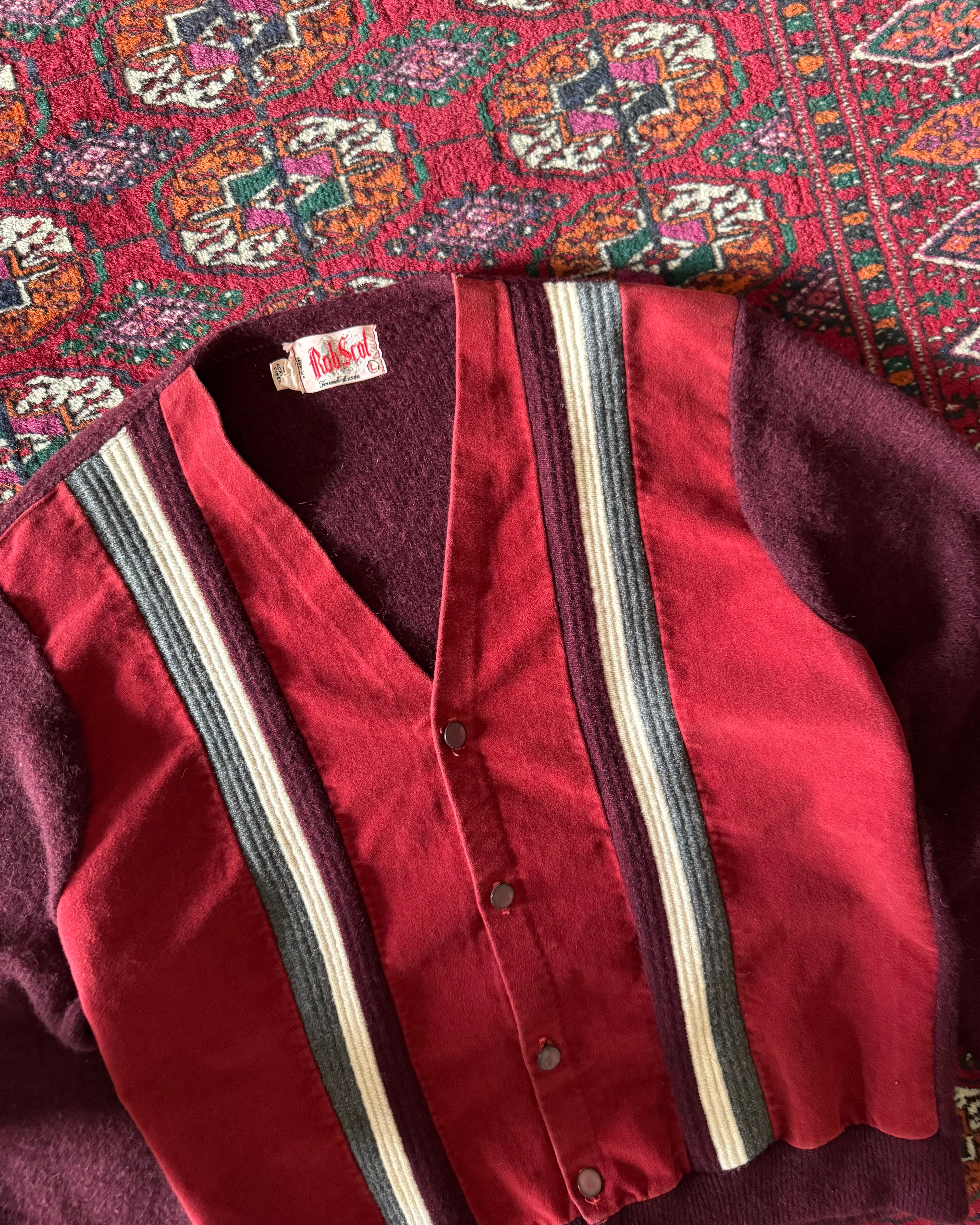 Vintage 1960s wool cardigan with formal paneling ￼