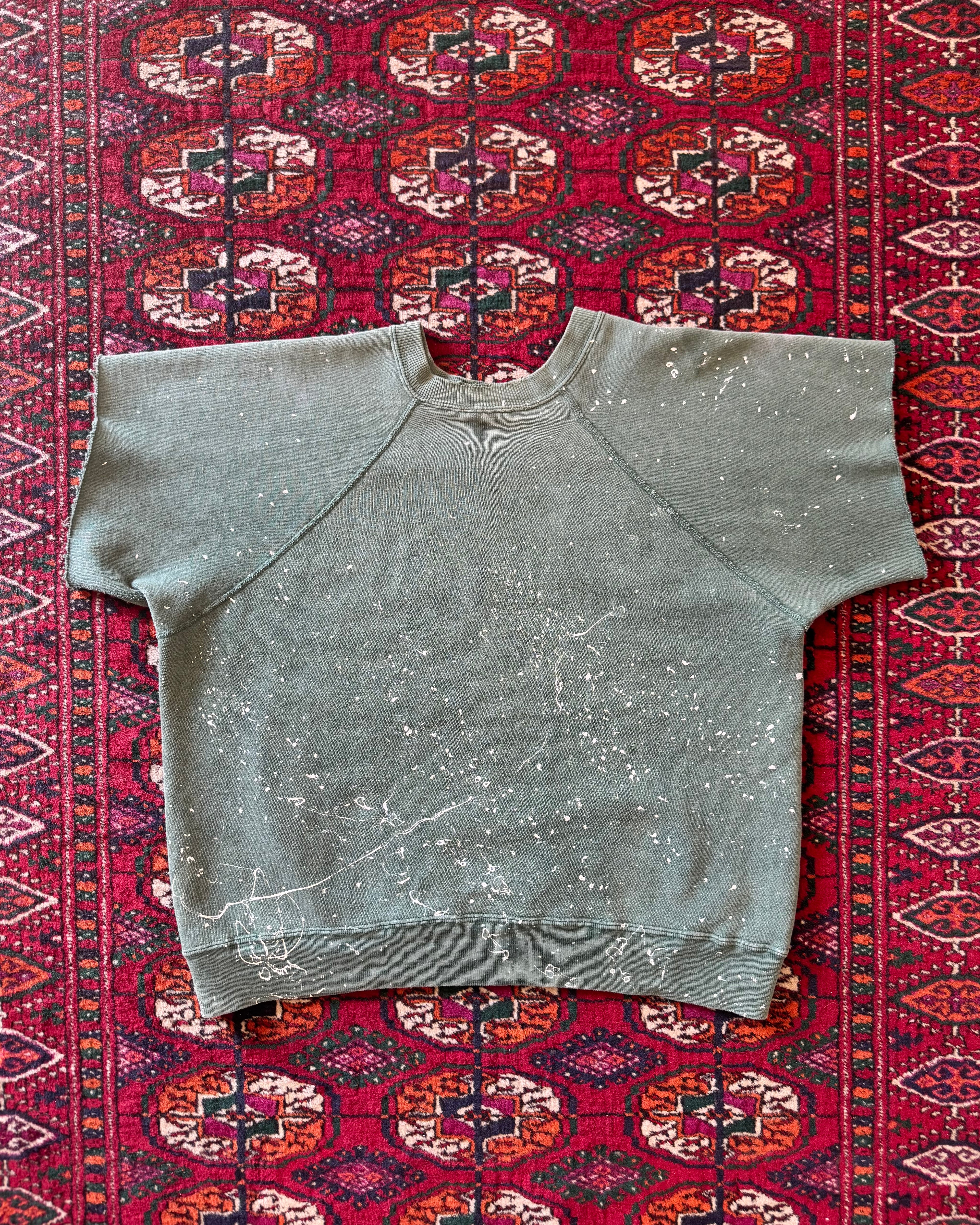 Vintage 1960s Spruce faded green paint splatter sweatshirt