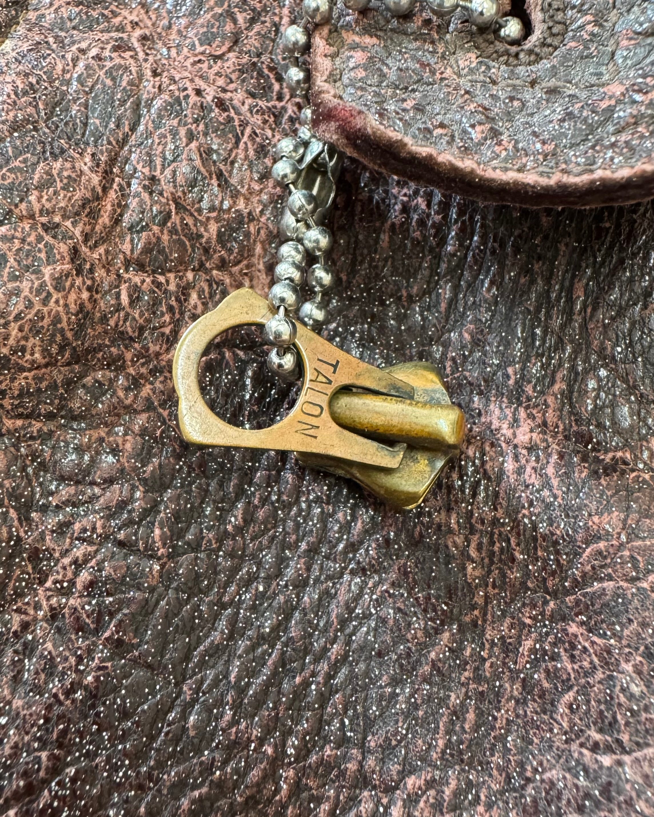1950s steerhide leather zombie jacket with clasps