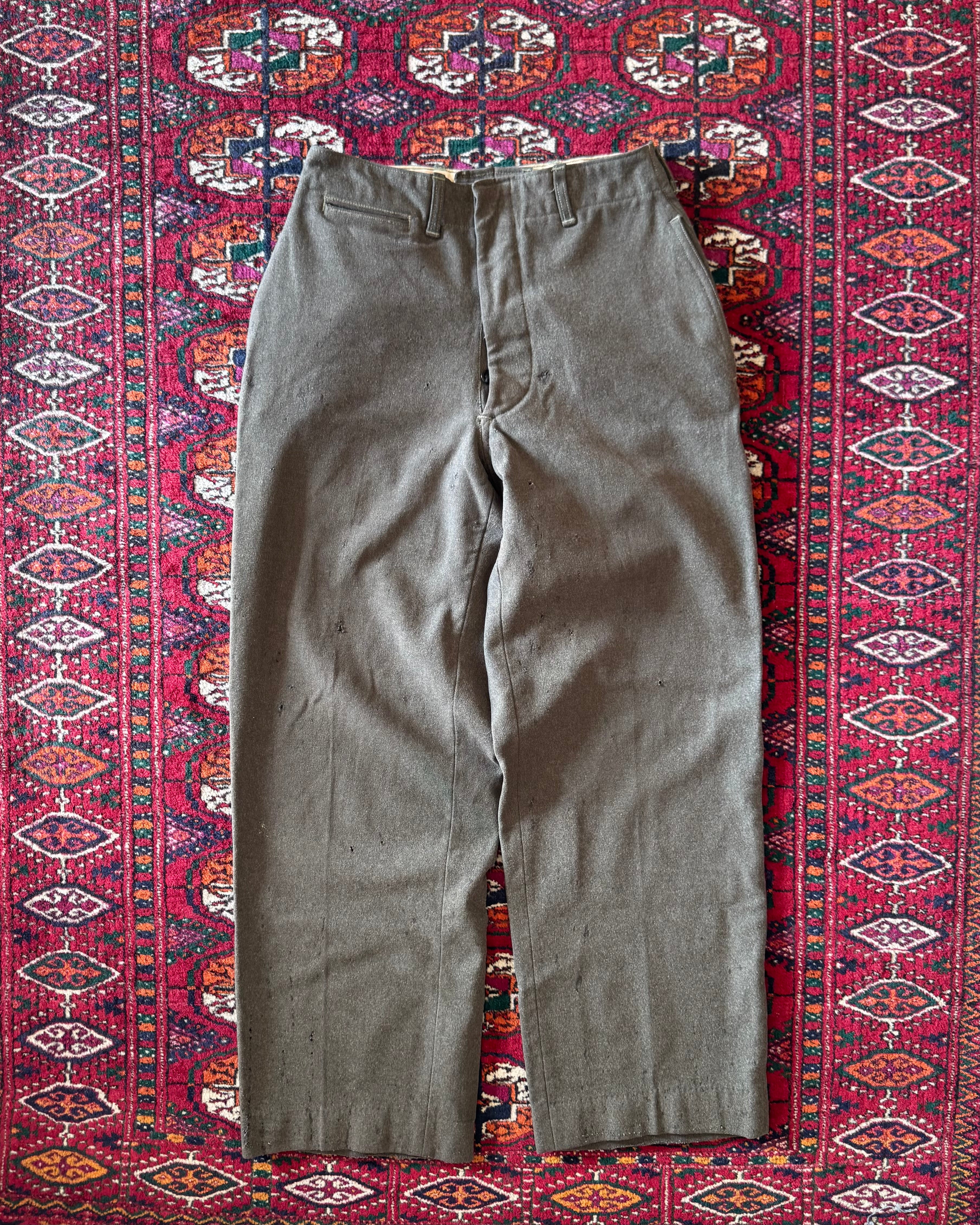 Vintage 1950s wool formal army trousers with pinhole