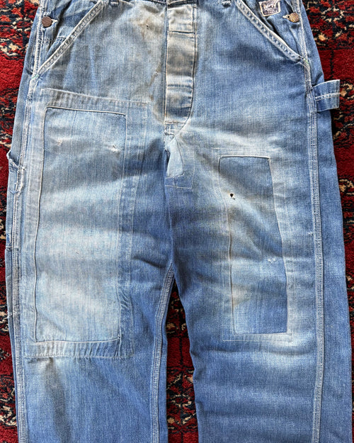 1940s N&W denim farmhouse repaired work pants
