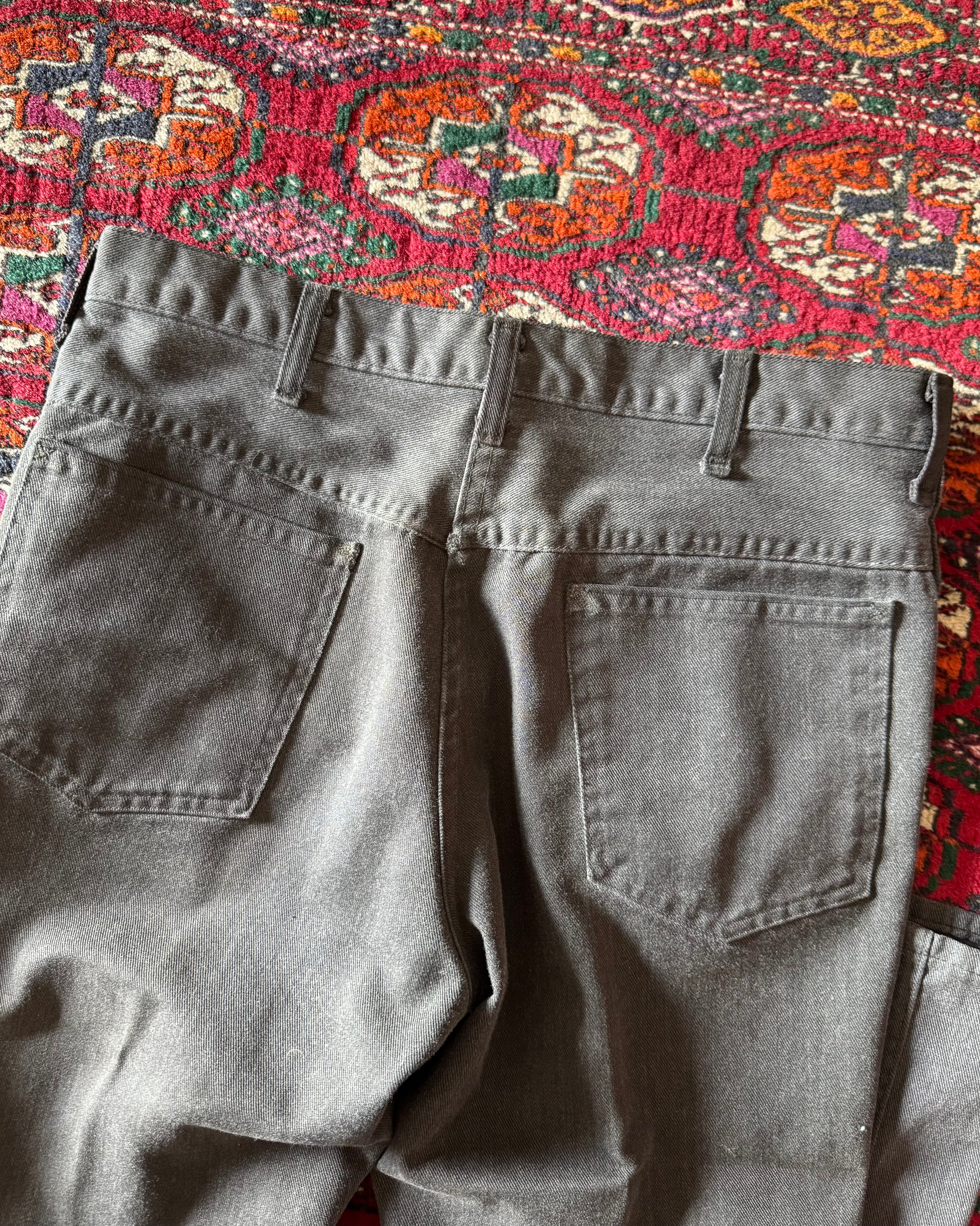 Vintage 1970s Faded black boot cut work pants