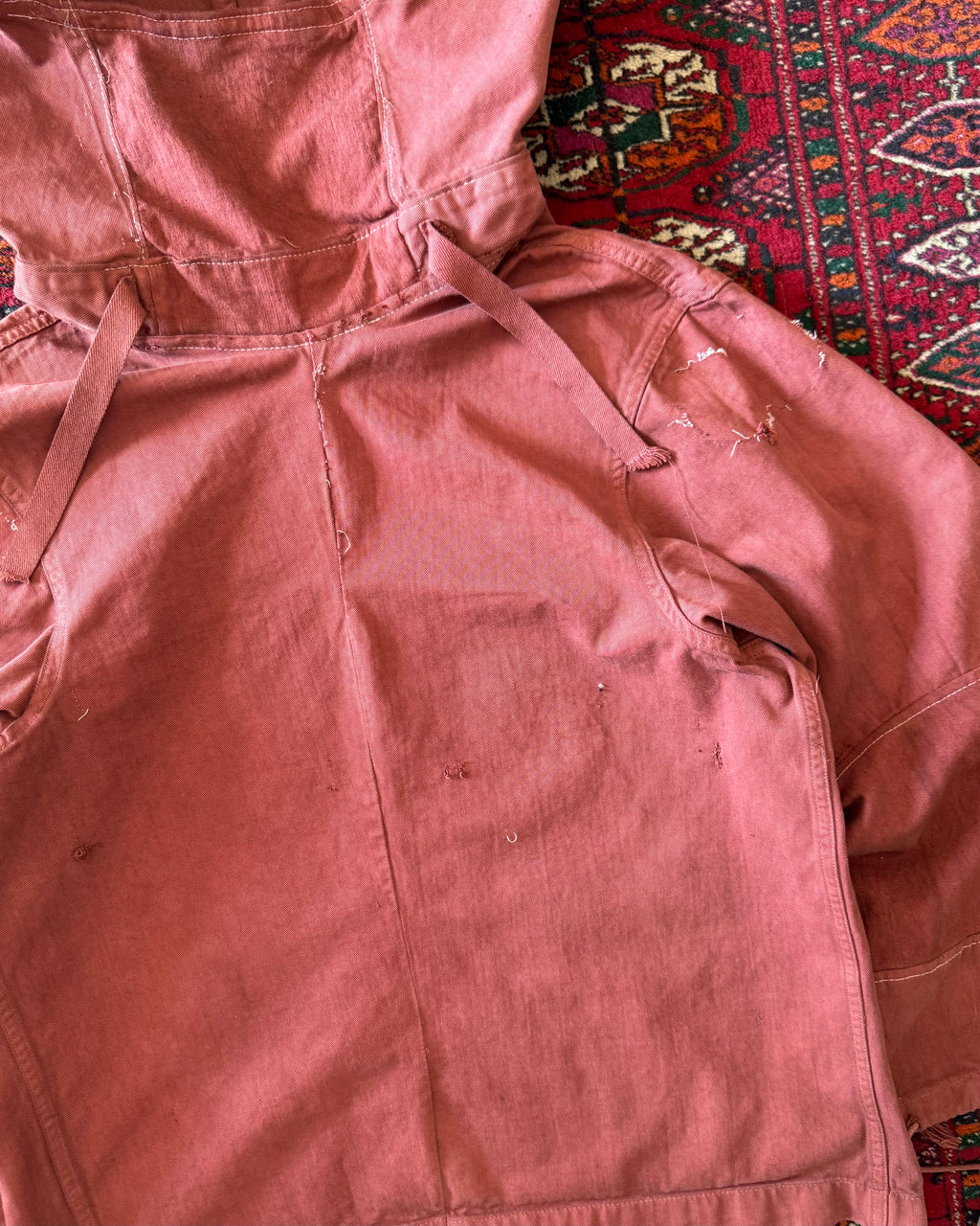 Vintage World War II anorak gunner smock hoodie with original owner alterations ￼