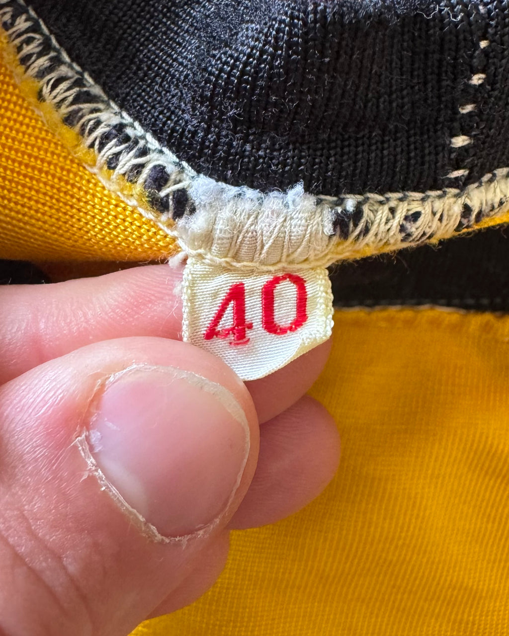 1960s black and gold Durene 12 jersey