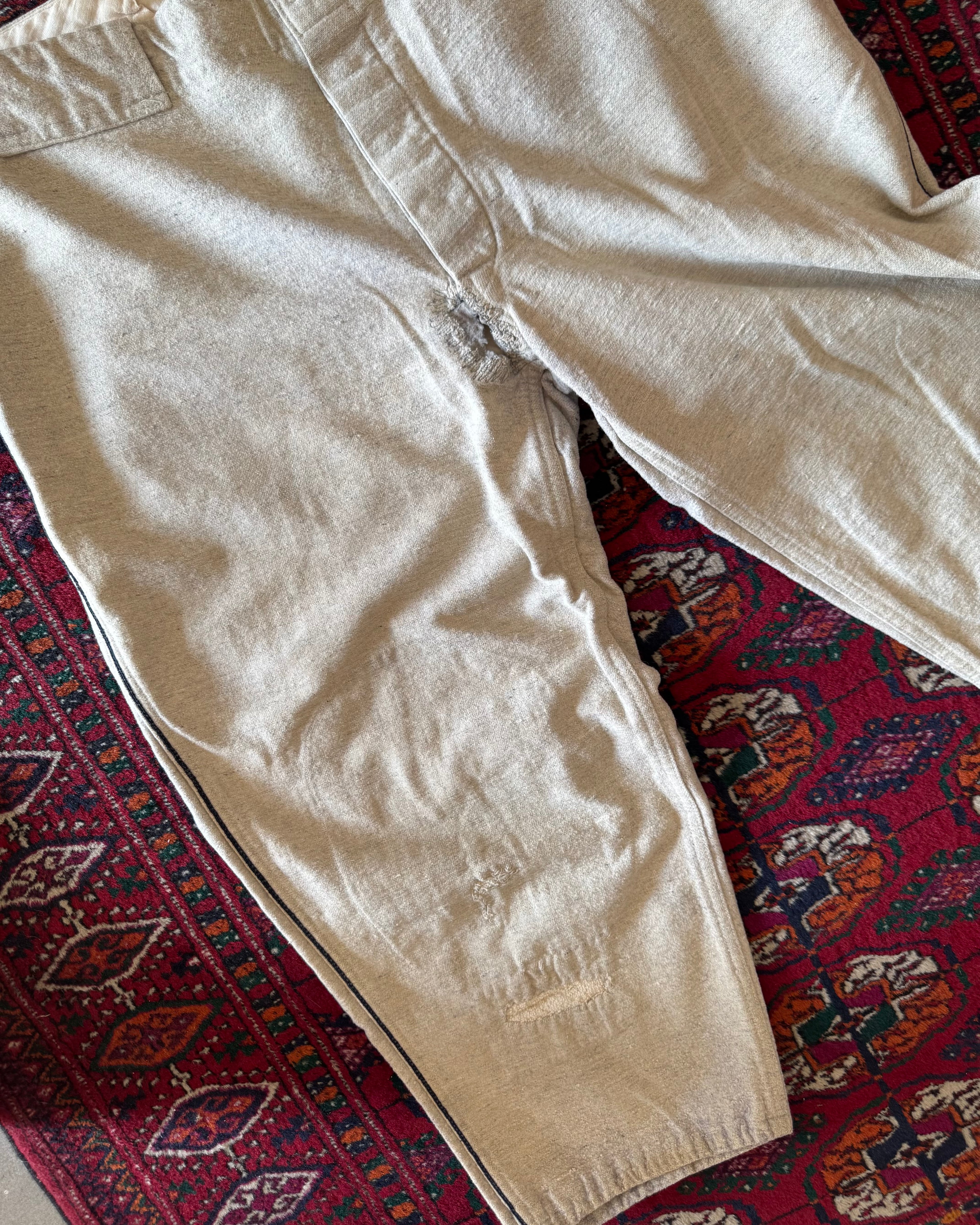 Vintage 1940s wool baseball trousers with original repairs