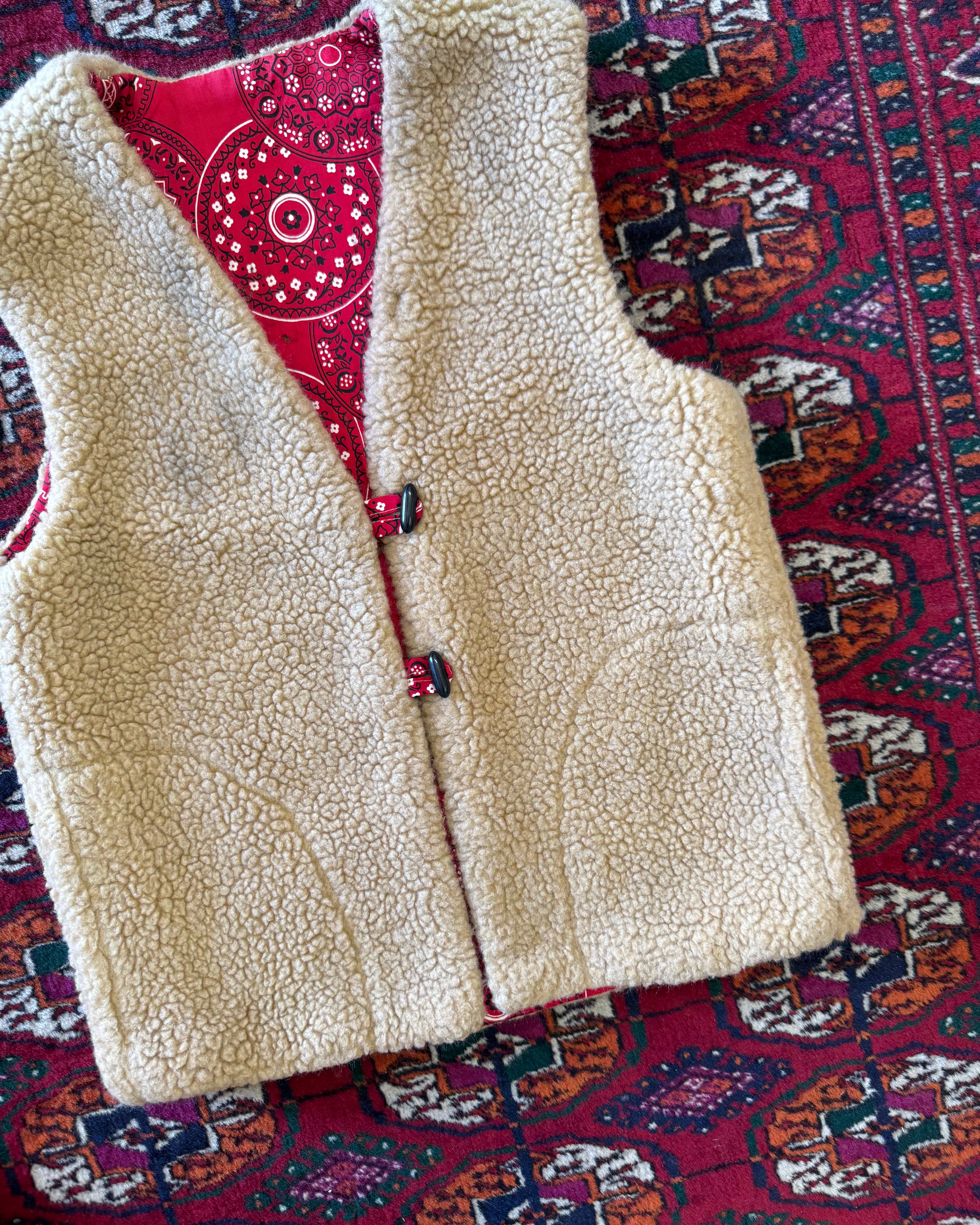 Vintage 1970s Sherpa bandanna vest
