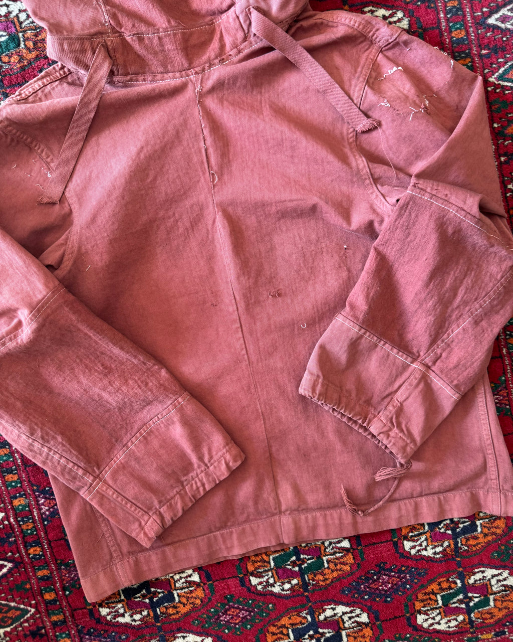 Vintage World War II anorak gunner smock hoodie with original owner alterations ￼