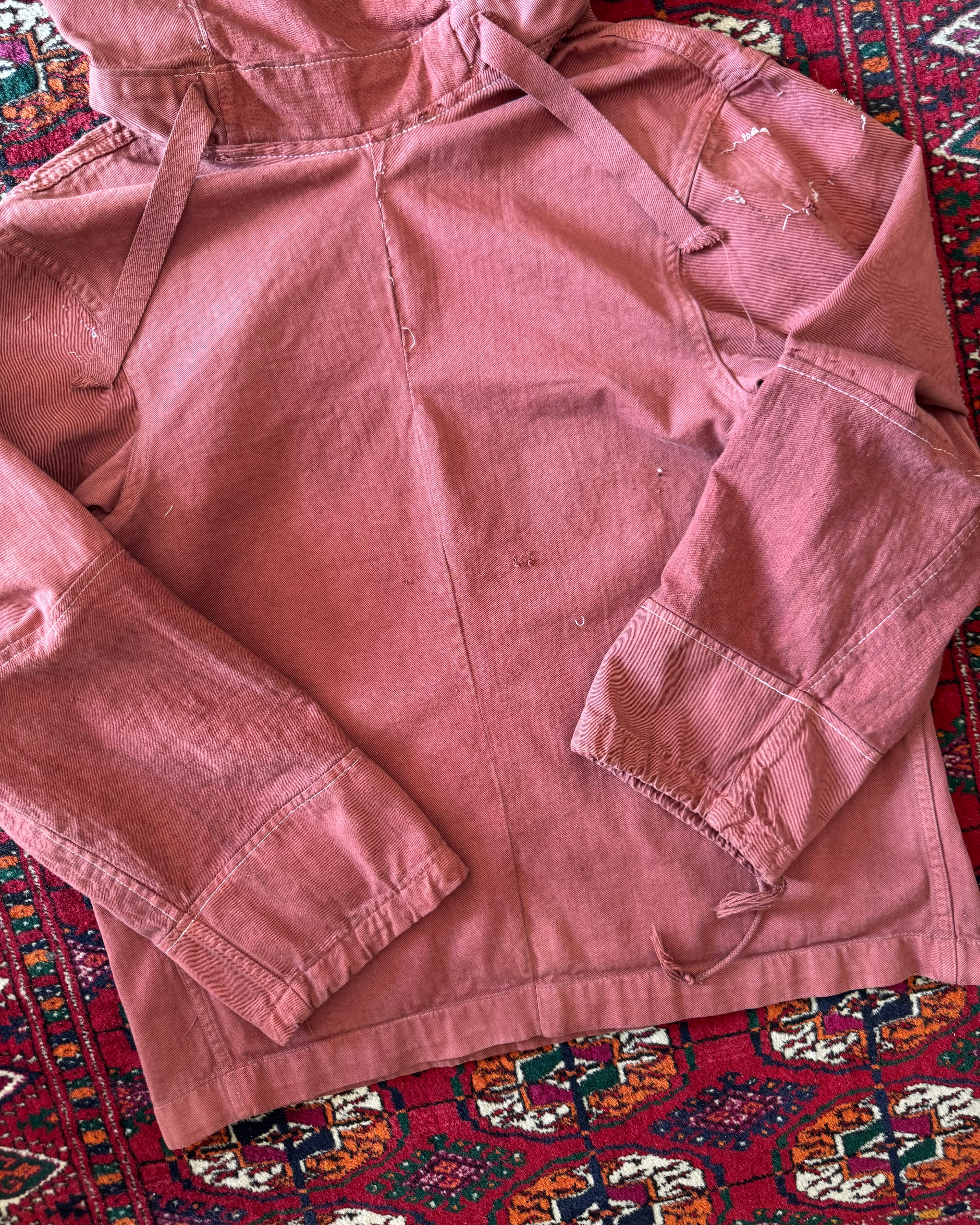 Vintage World War II anorak gunner smock hoodie with original owner alterations ￼