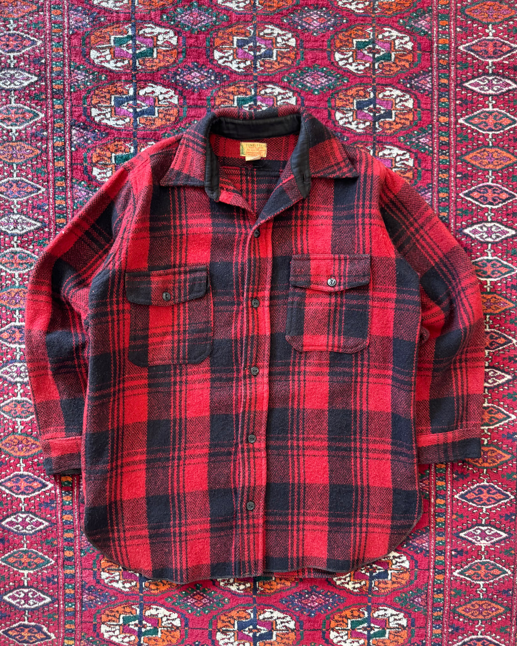 1950s Pine Tree buffulo plaid wool flannel