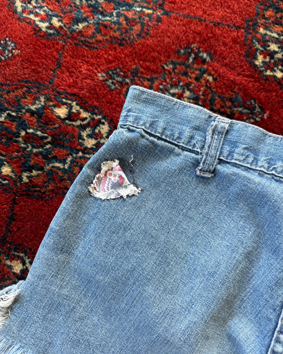 1960s denims cutoff shorts with butterfly