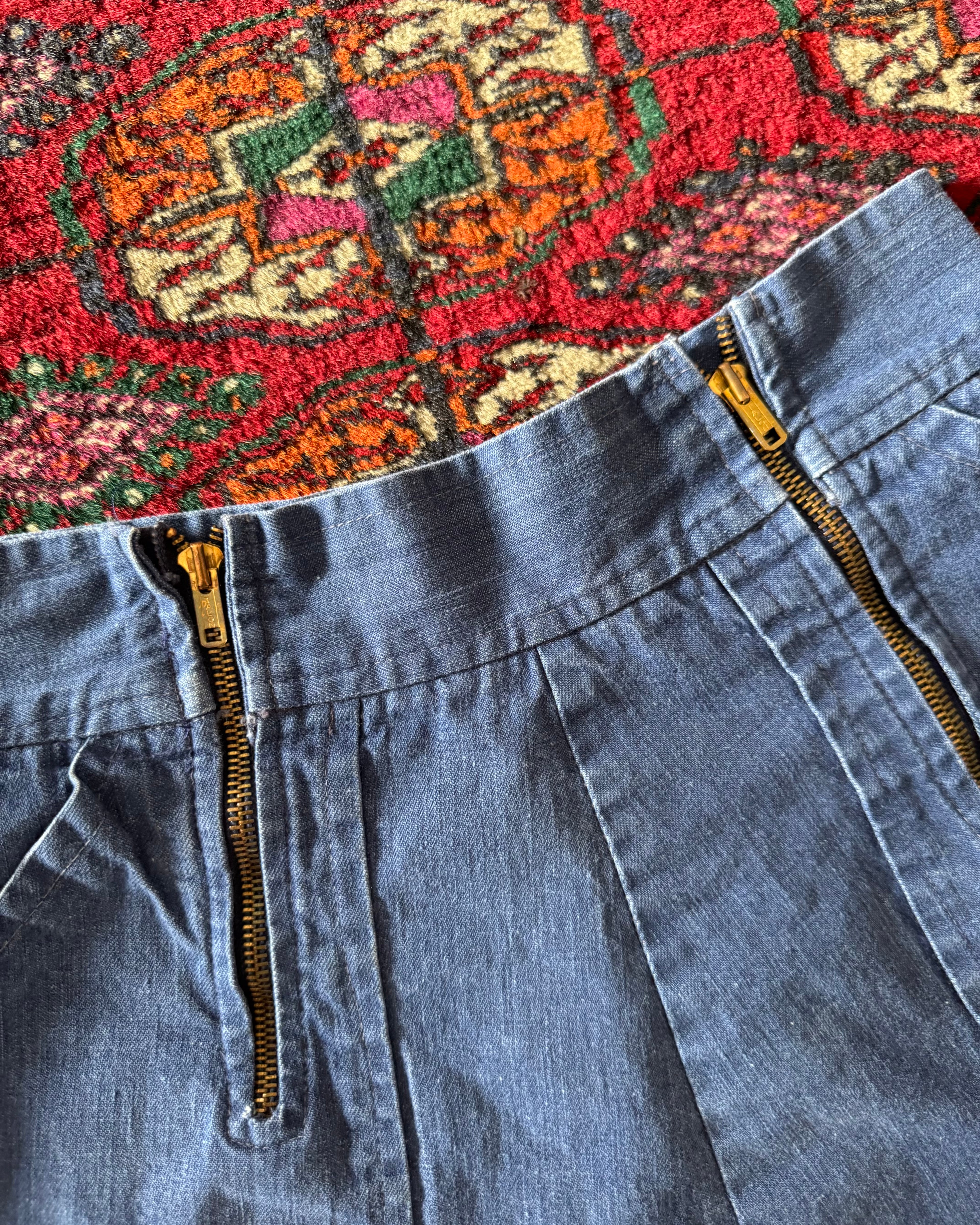 Vintage 1960s denim double zipper skirt