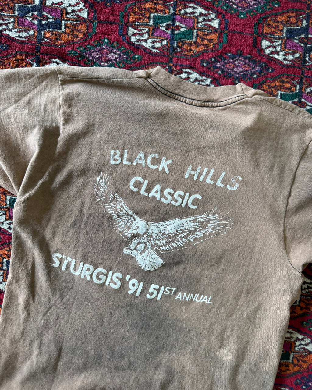 Vintage 1991 faded distressed, brown Sturgis bike week T-shirt
