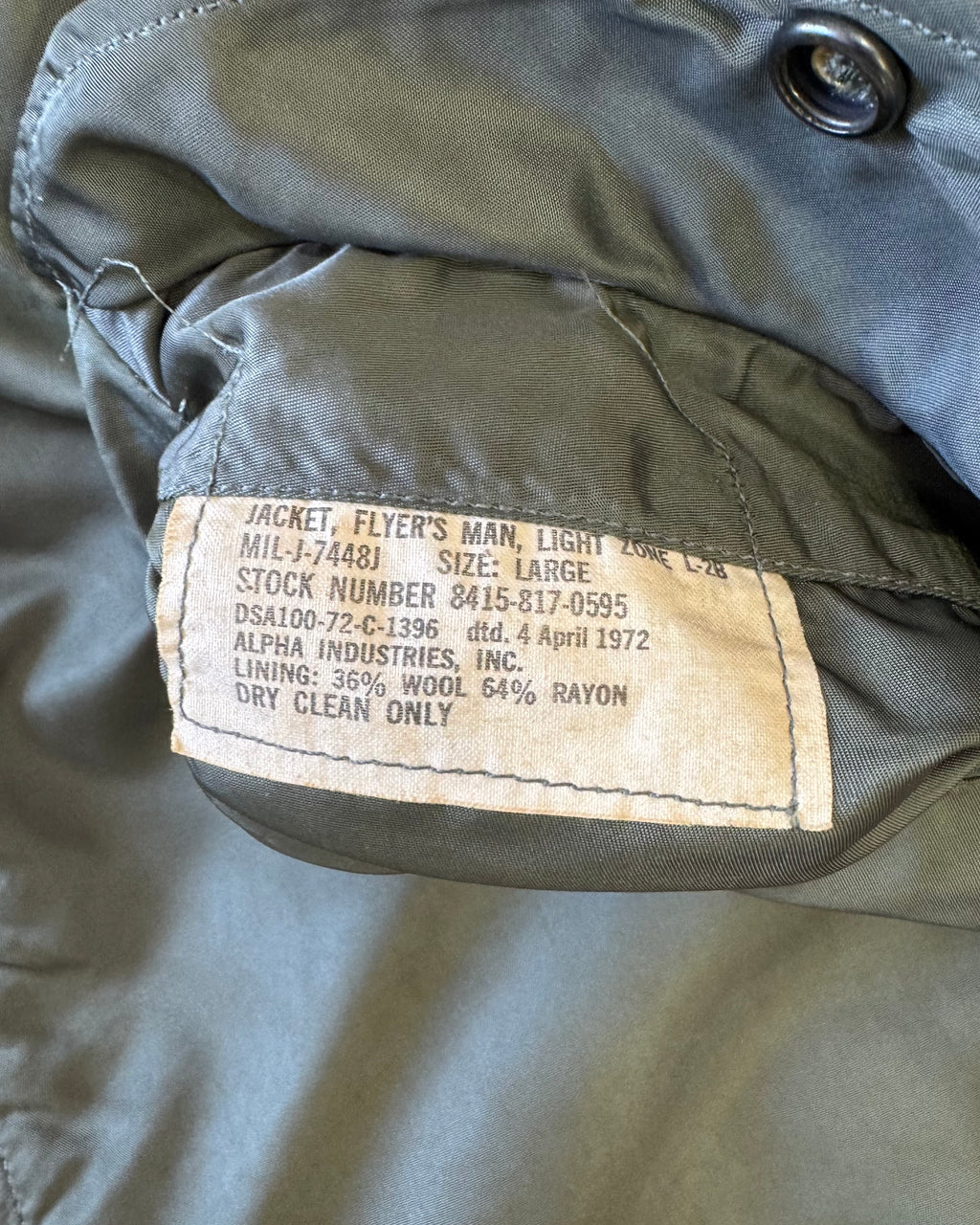 1972L minus 2B army bomber jacket