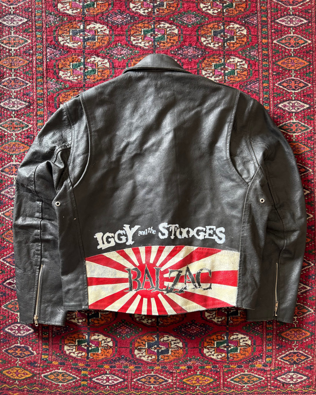 1980s hand painted leather rider