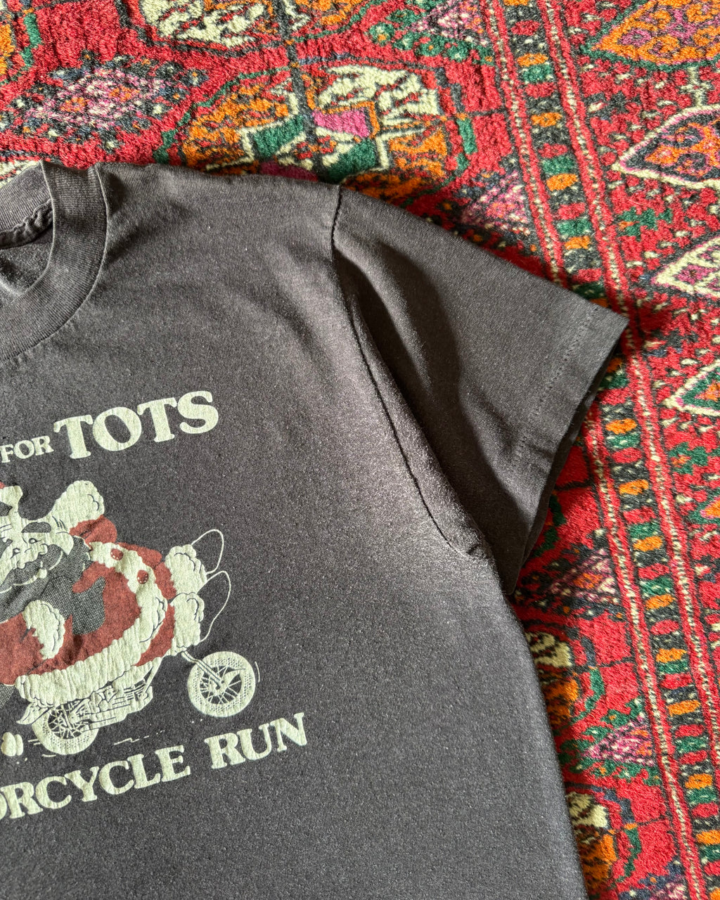 1980s toys for tots motorcycle run faded T-shirt ￼