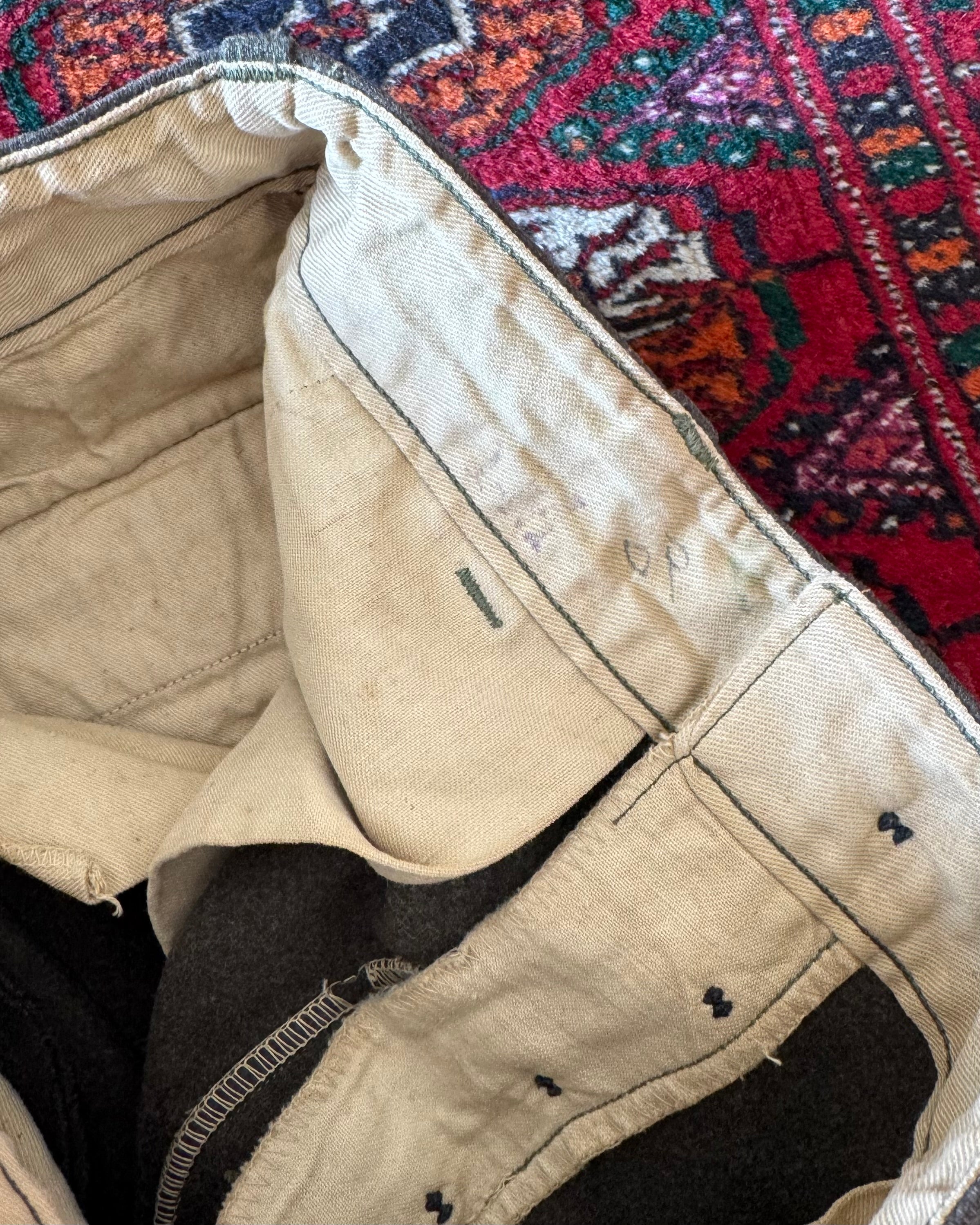 Vintage 1950s wool formal army trousers with pinhole