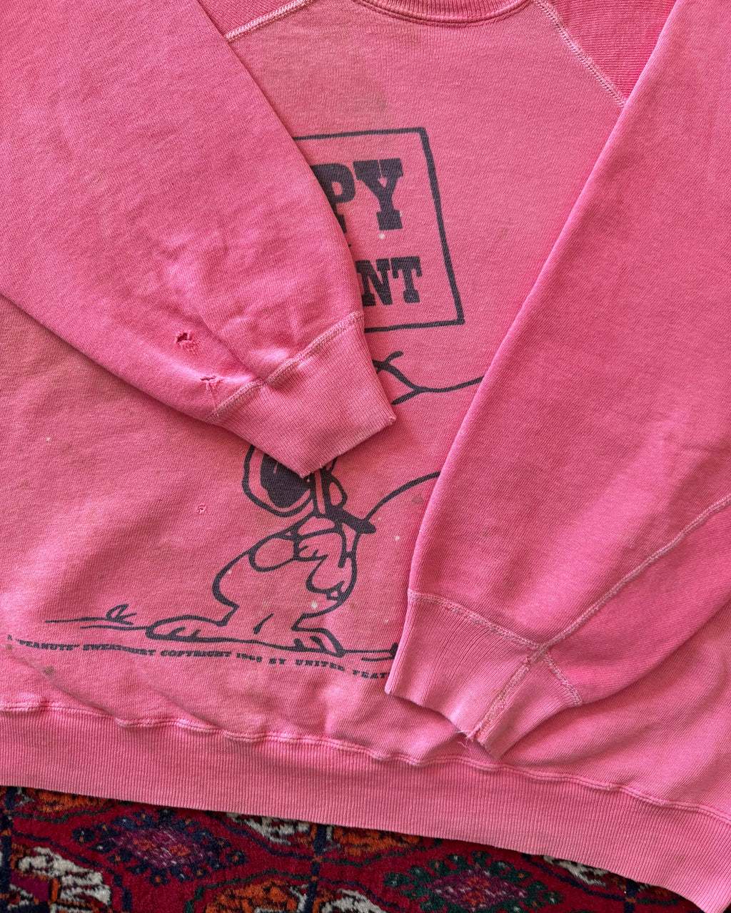 1960s Peanuts Snoopy for President pink faded sweatshirt